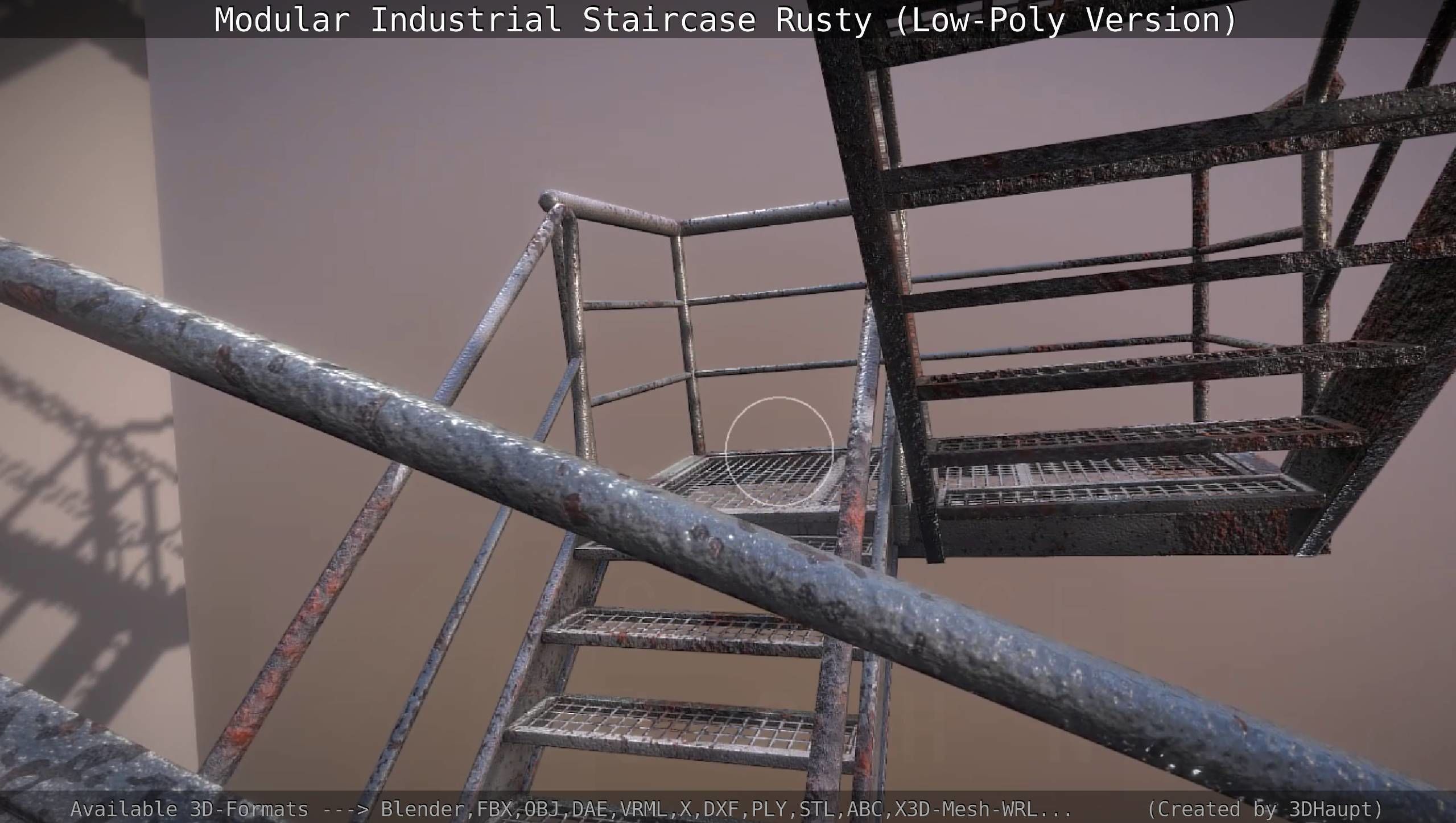 Modular Industrial Staircase Rusty - Low-Poly Version Low-poly 3D model_80