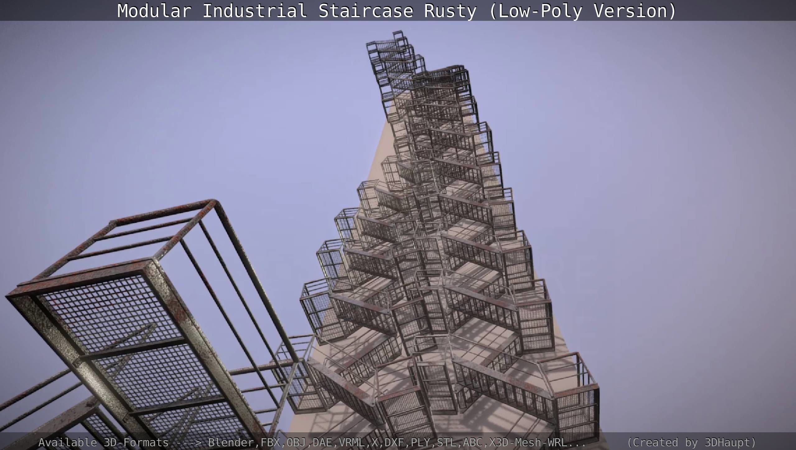 Modular Industrial Staircase Rusty - Low-Poly Version Low-poly 3D model_96