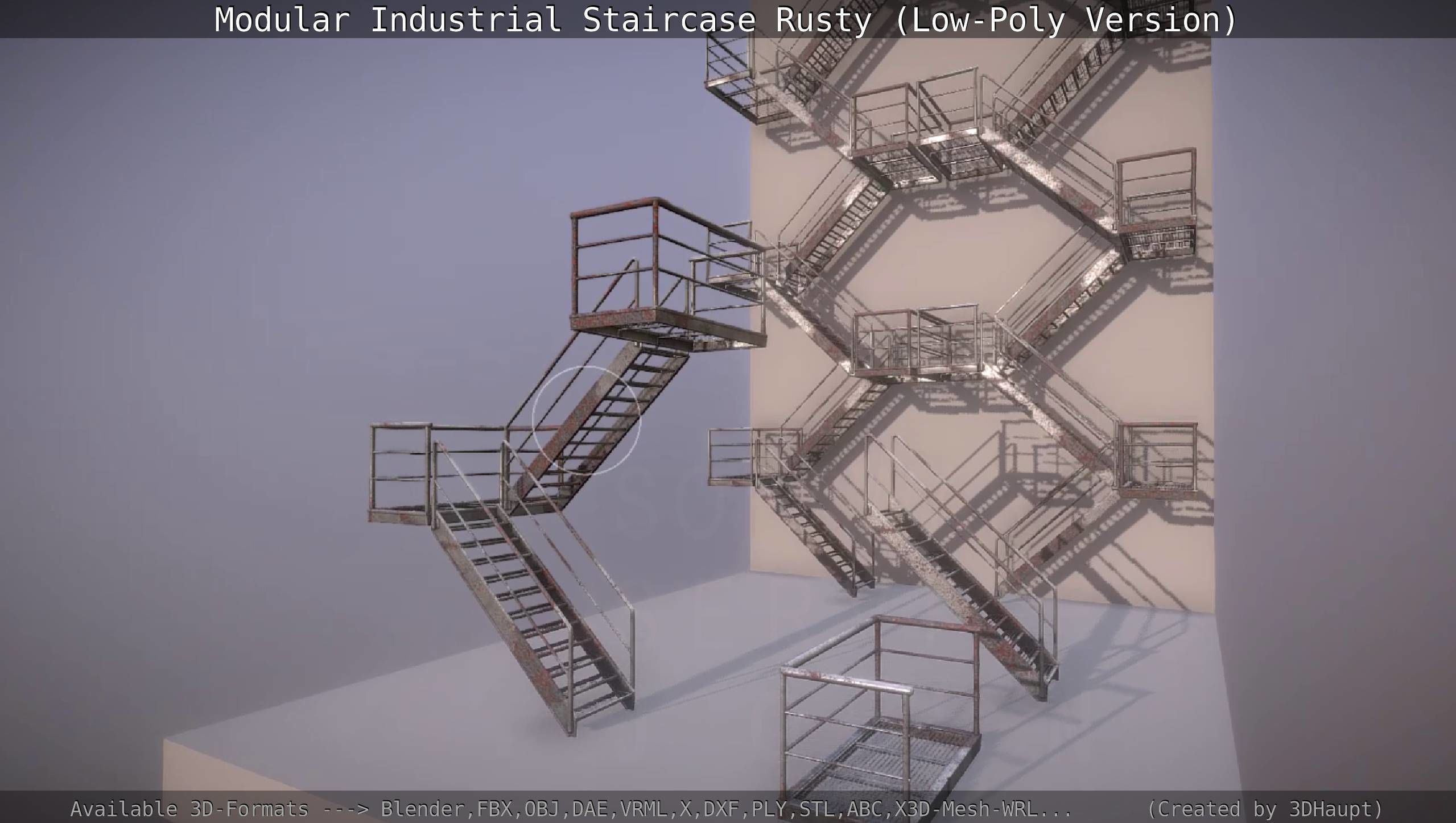Modular Industrial Staircase Rusty - Low-Poly Version Low-poly 3D model_113