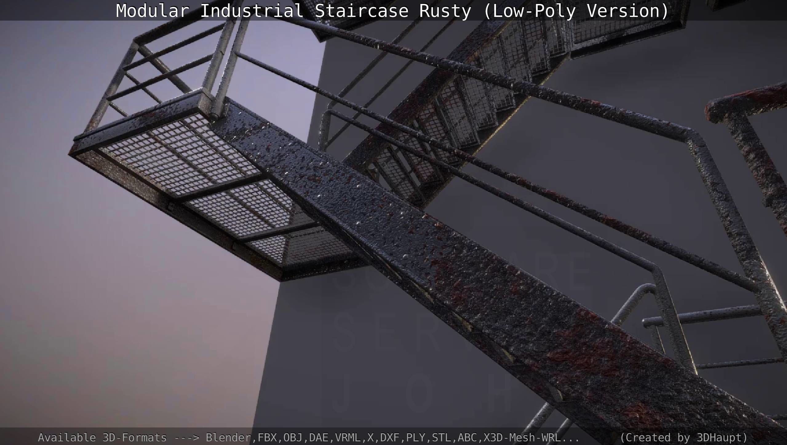 Modular Industrial Staircase Rusty - Low-Poly Version Low-poly 3D model_13