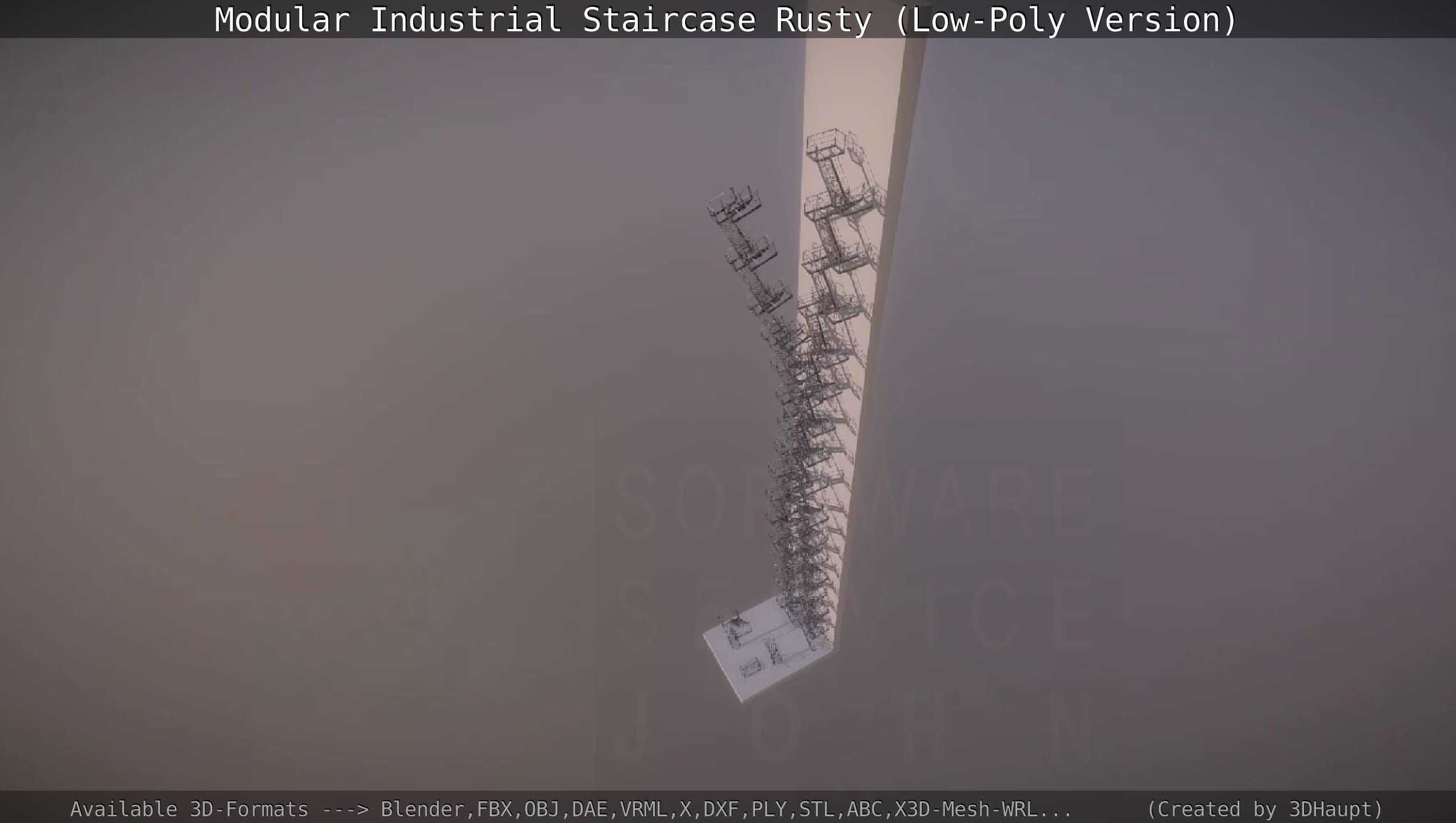 Modular Industrial Staircase Rusty - Low-Poly Version Low-poly 3D model_107