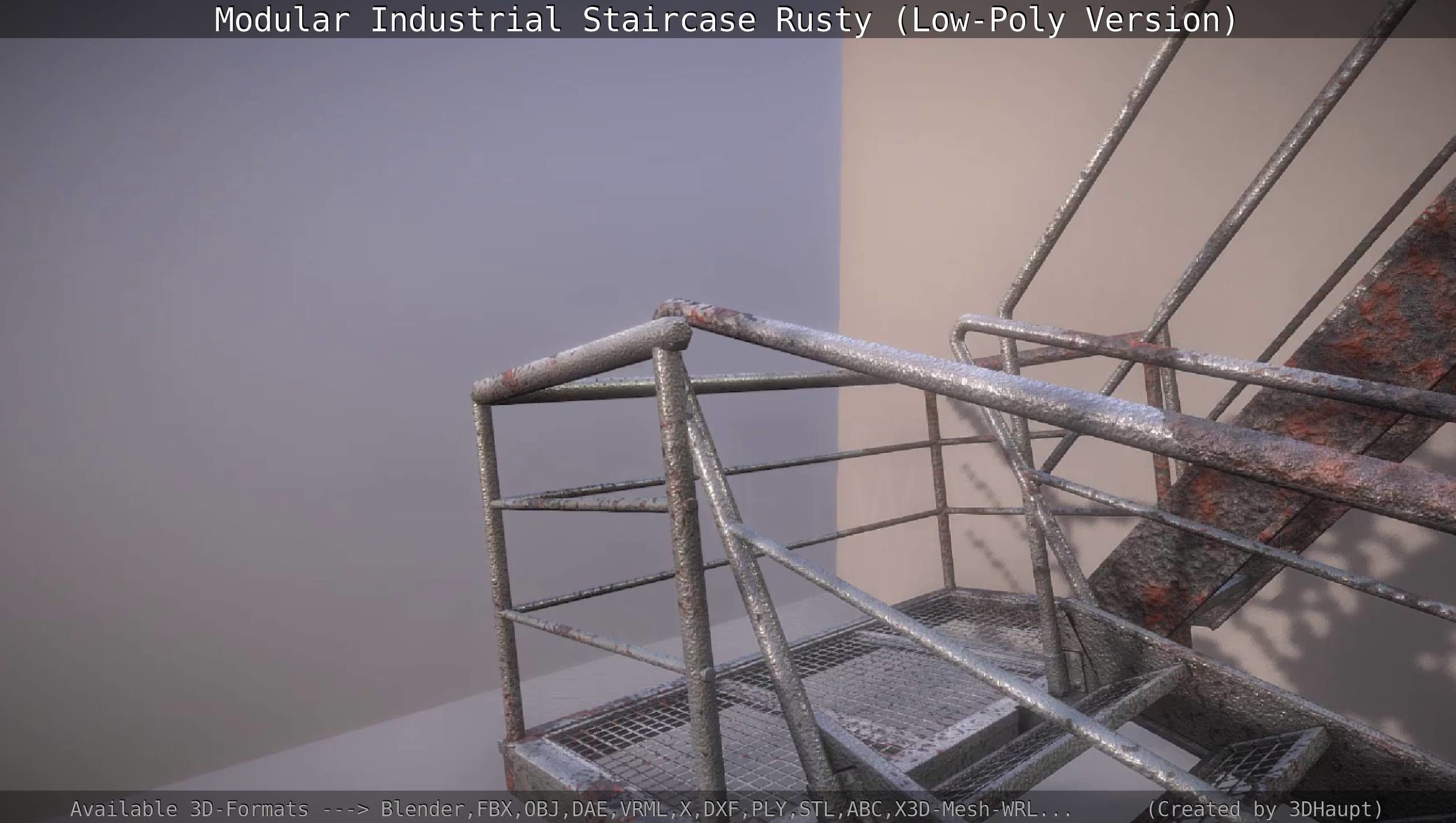 Modular Industrial Staircase Rusty - Low-Poly Version Low-poly 3D model_24
