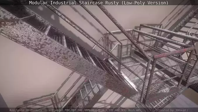 Modular Industrial Staircase Rusty - Low-Poly Version Low-poly 3D model