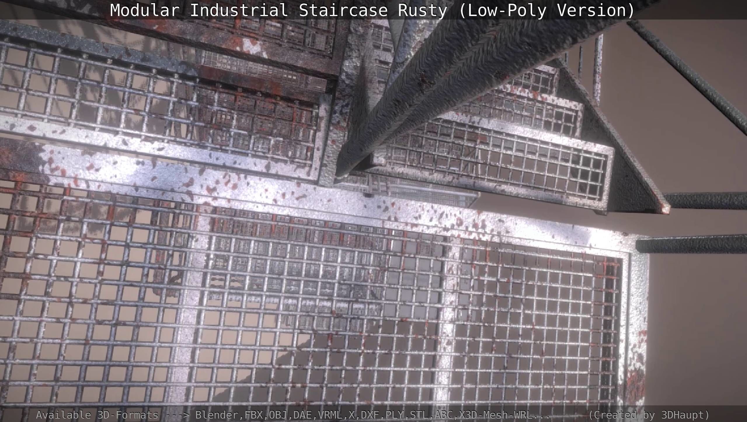Modular Industrial Staircase Rusty - Low-Poly Version Low-poly 3D model_82