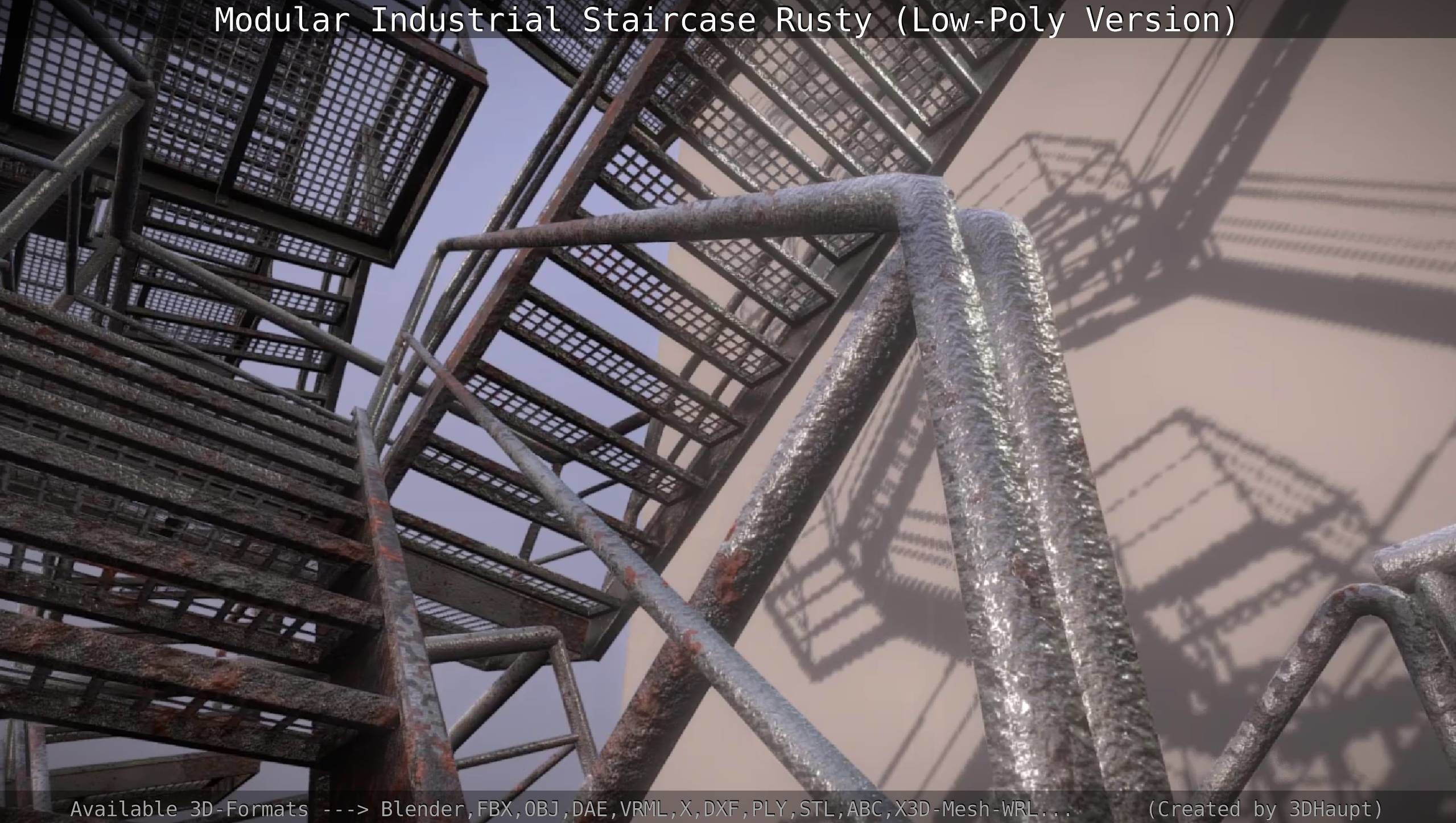 Modular Industrial Staircase Rusty - Low-Poly Version Low-poly 3D model_60