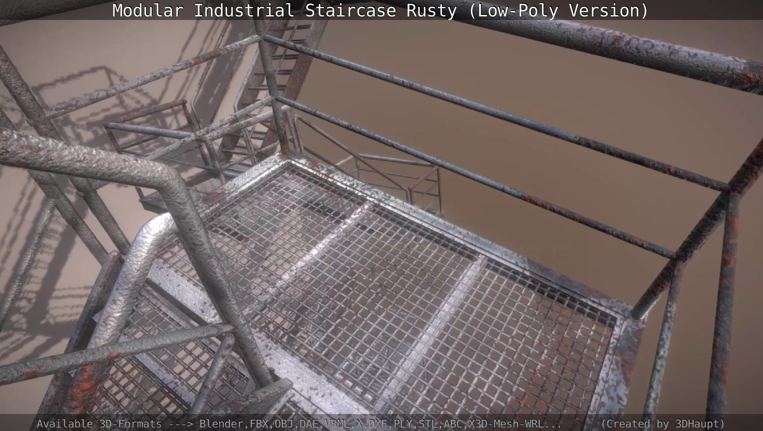 Modular Industrial Staircase Rusty - Low-Poly Version Low-poly 3D model_73