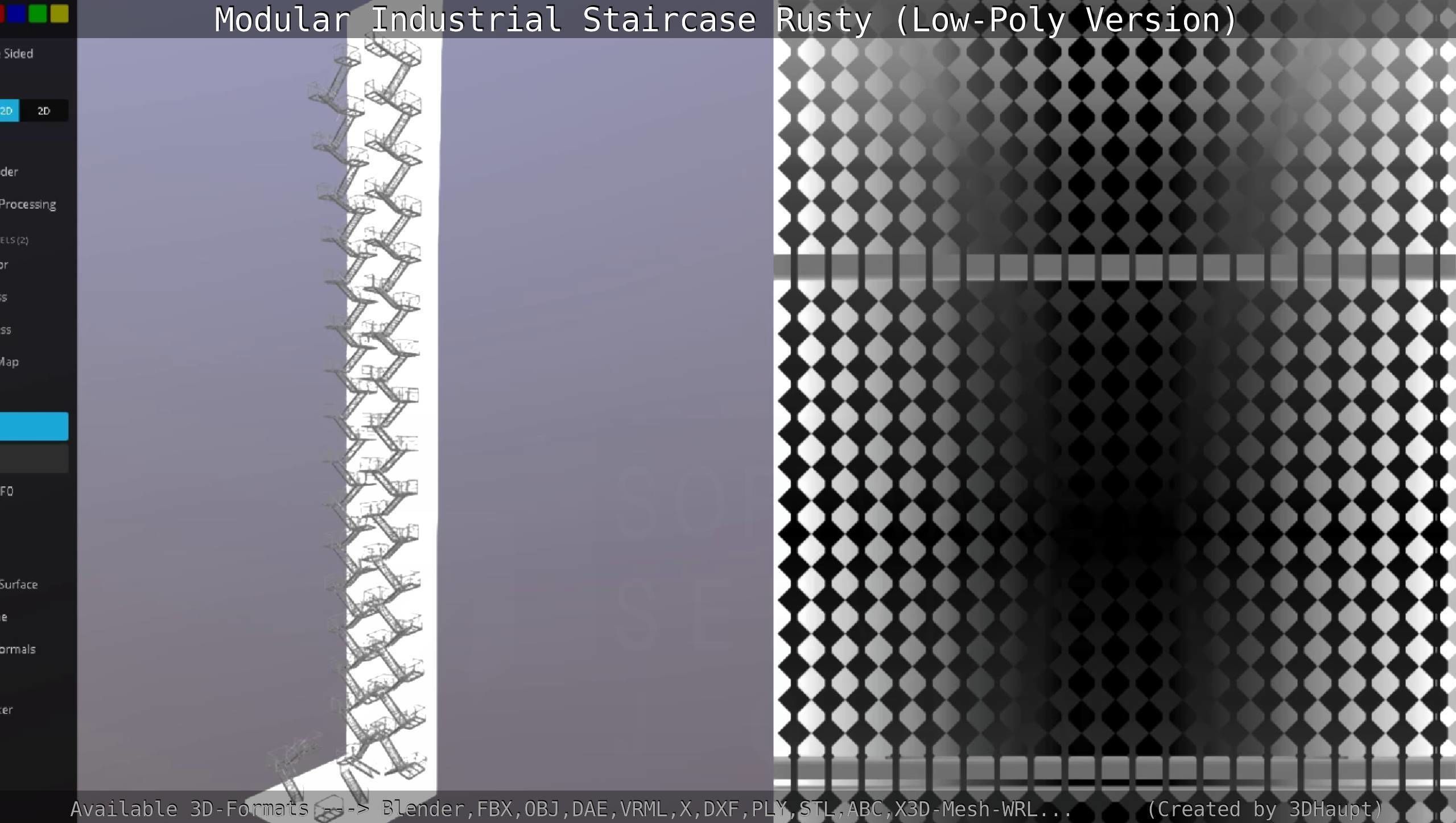 Modular Industrial Staircase Rusty - Low-Poly Version Low-poly 3D model_138