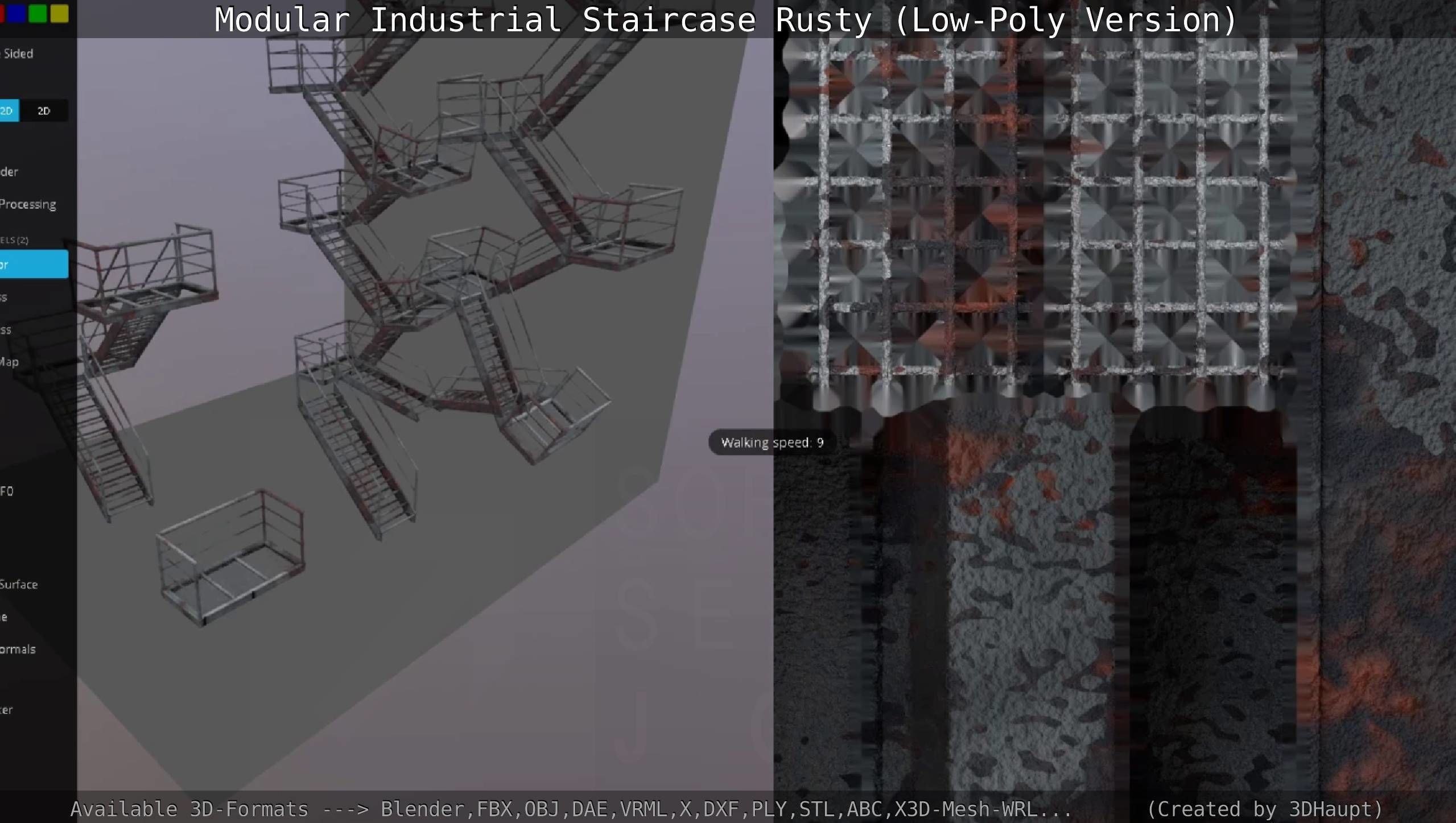 Modular Industrial Staircase Rusty - Low-Poly Version Low-poly 3D model_122