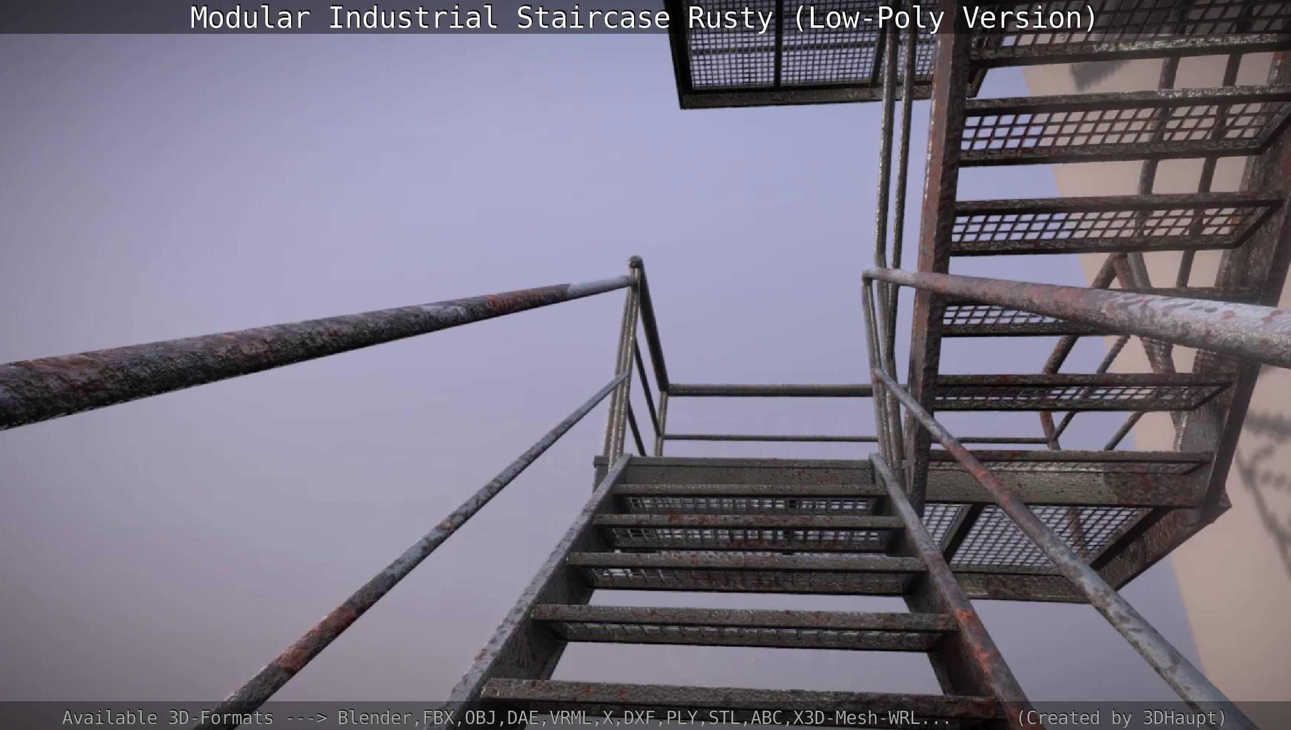 Modular Industrial Staircase Rusty - Low-Poly Version Low-poly 3D model_38
