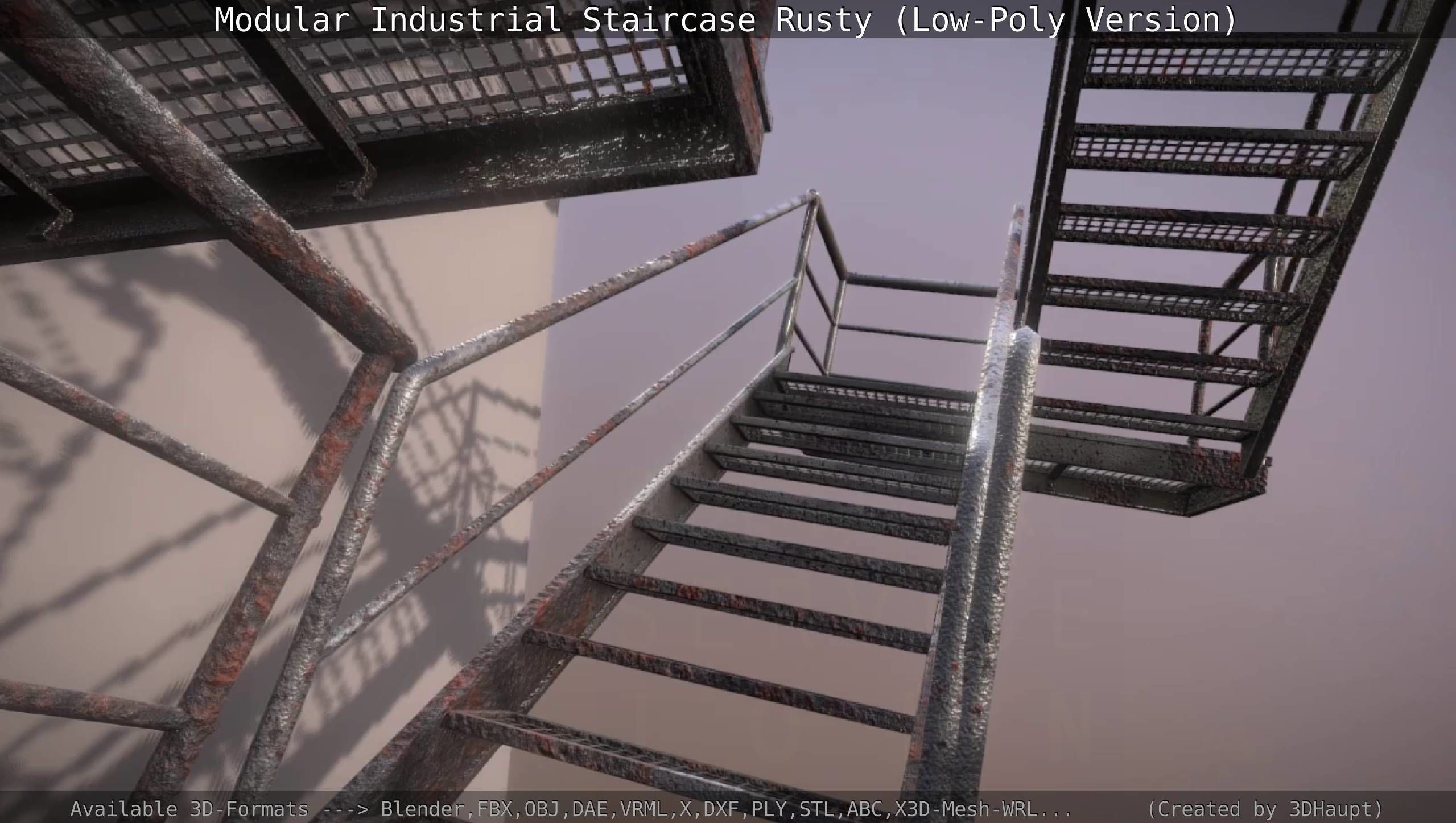 Modular Industrial Staircase Rusty - Low-Poly Version Low-poly 3D model_45