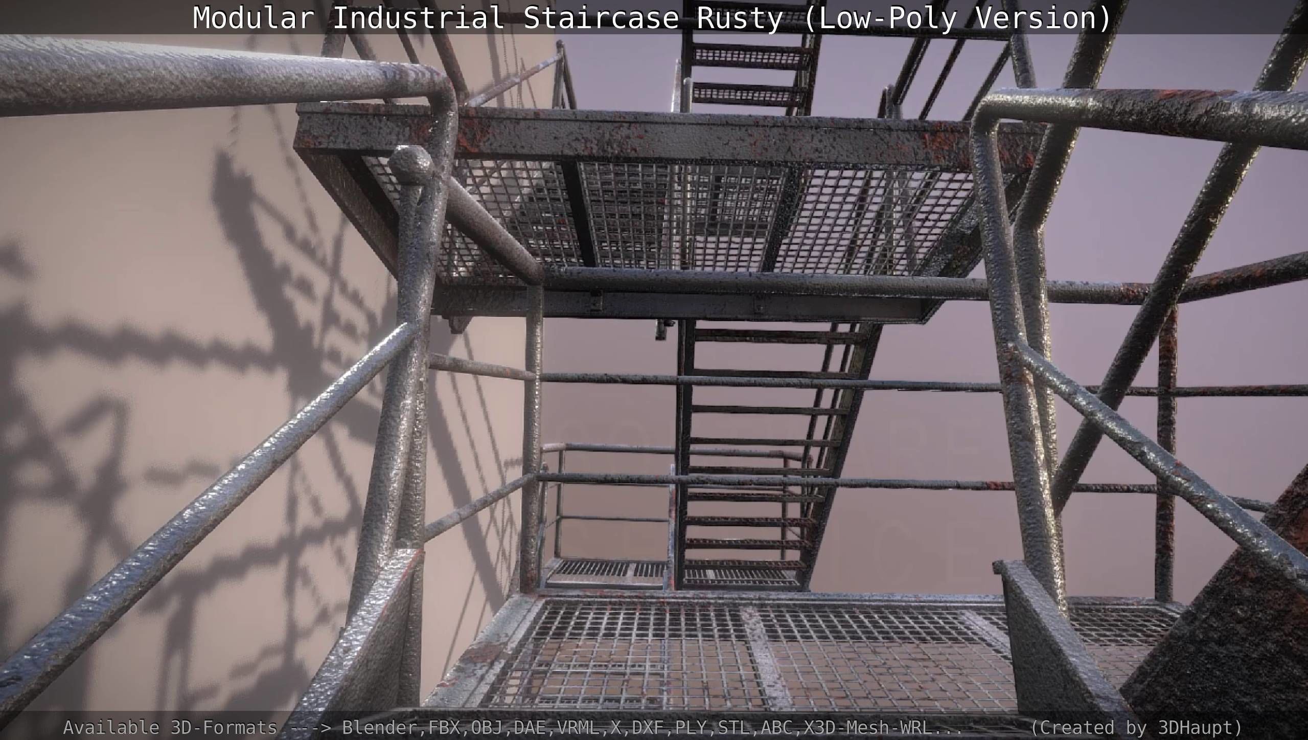Modular Industrial Staircase Rusty - Low-Poly Version Low-poly 3D model_34