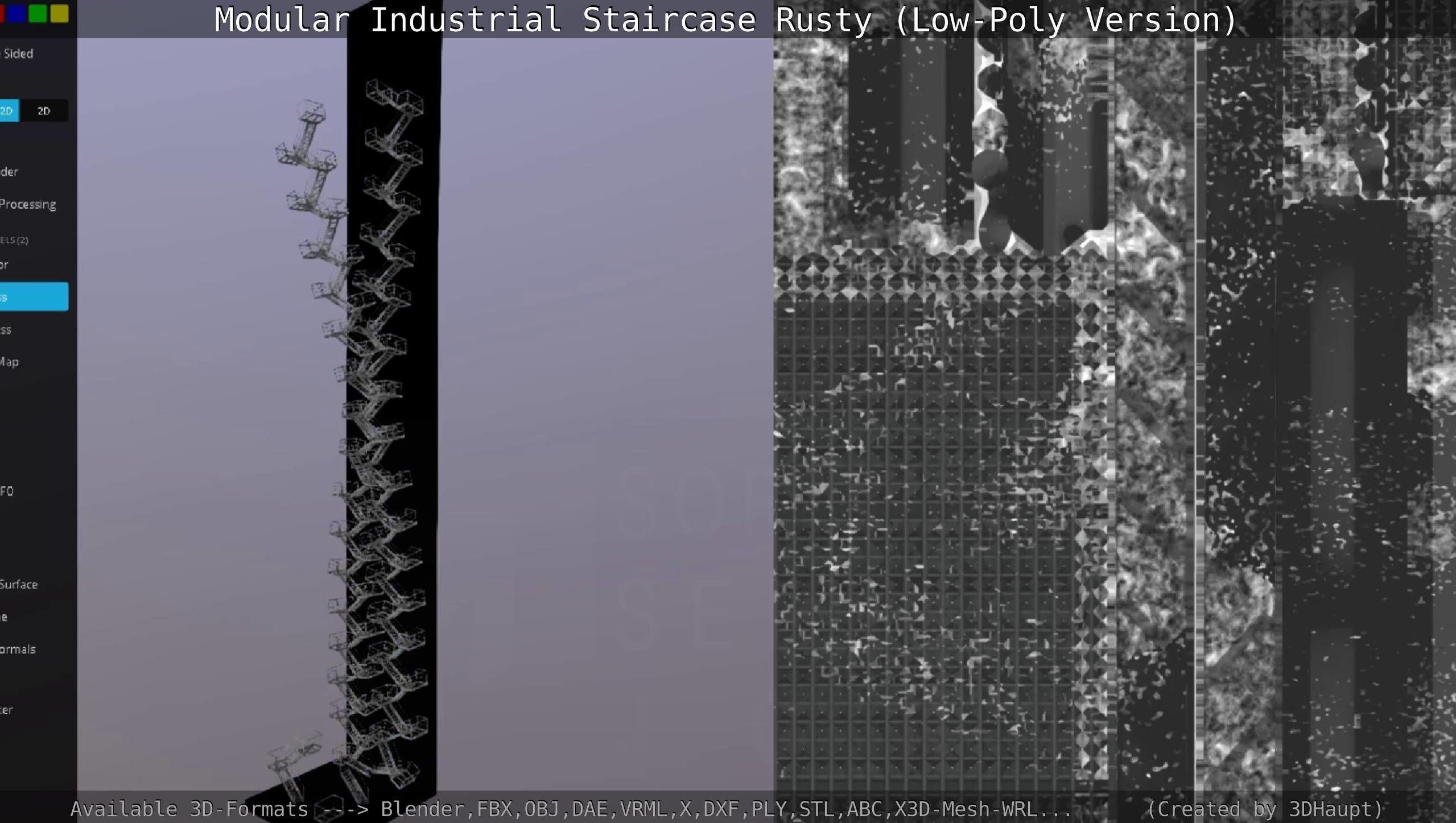 Modular Industrial Staircase Rusty - Low-Poly Version Low-poly 3D model_132