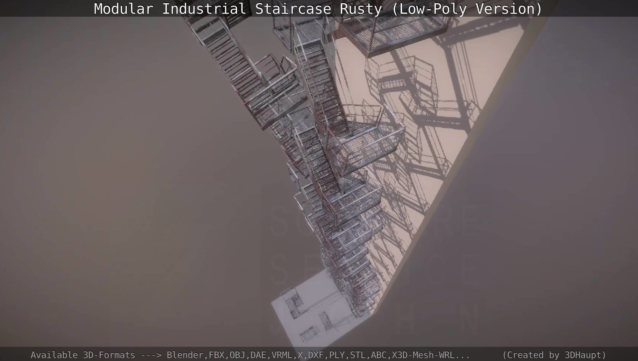 Modular Industrial Staircase Rusty - Low-Poly Version Low-poly 3D model_109