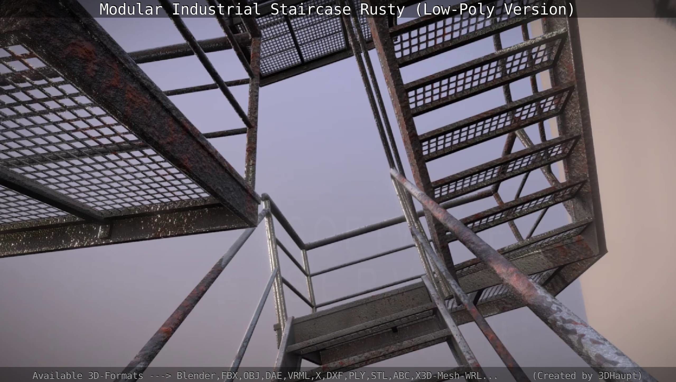 Modular Industrial Staircase Rusty - Low-Poly Version Low-poly 3D model_54