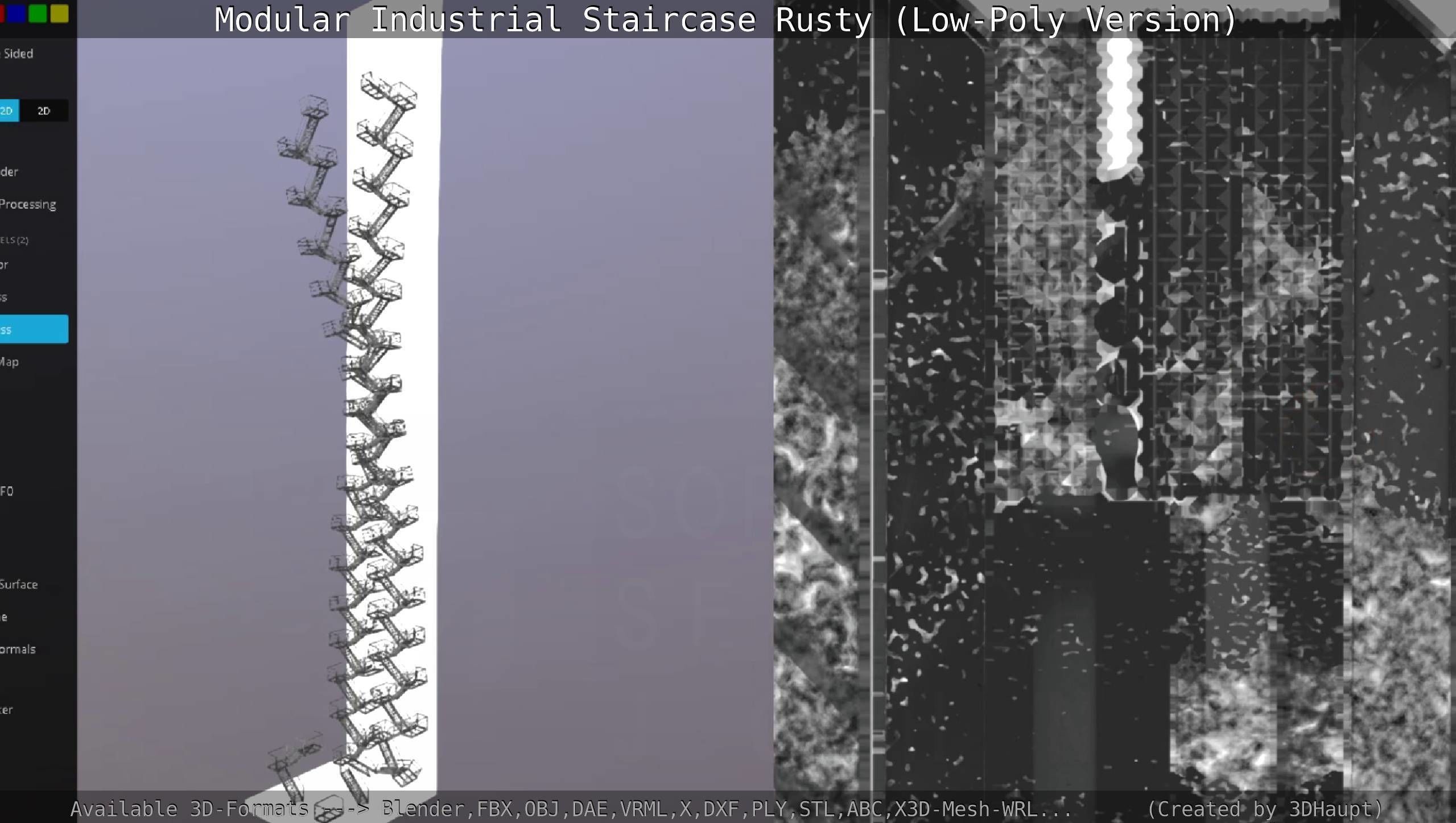 Modular Industrial Staircase Rusty - Low-Poly Version Low-poly 3D model_130