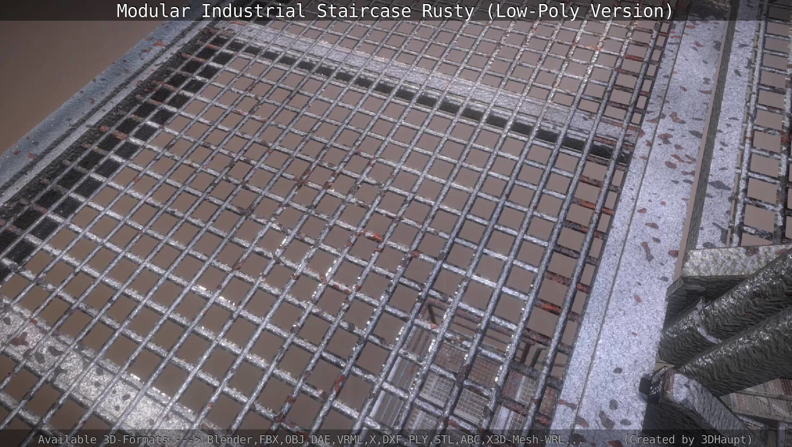 Modular Industrial Staircase Rusty - Low-Poly Version Low-poly 3D model_67