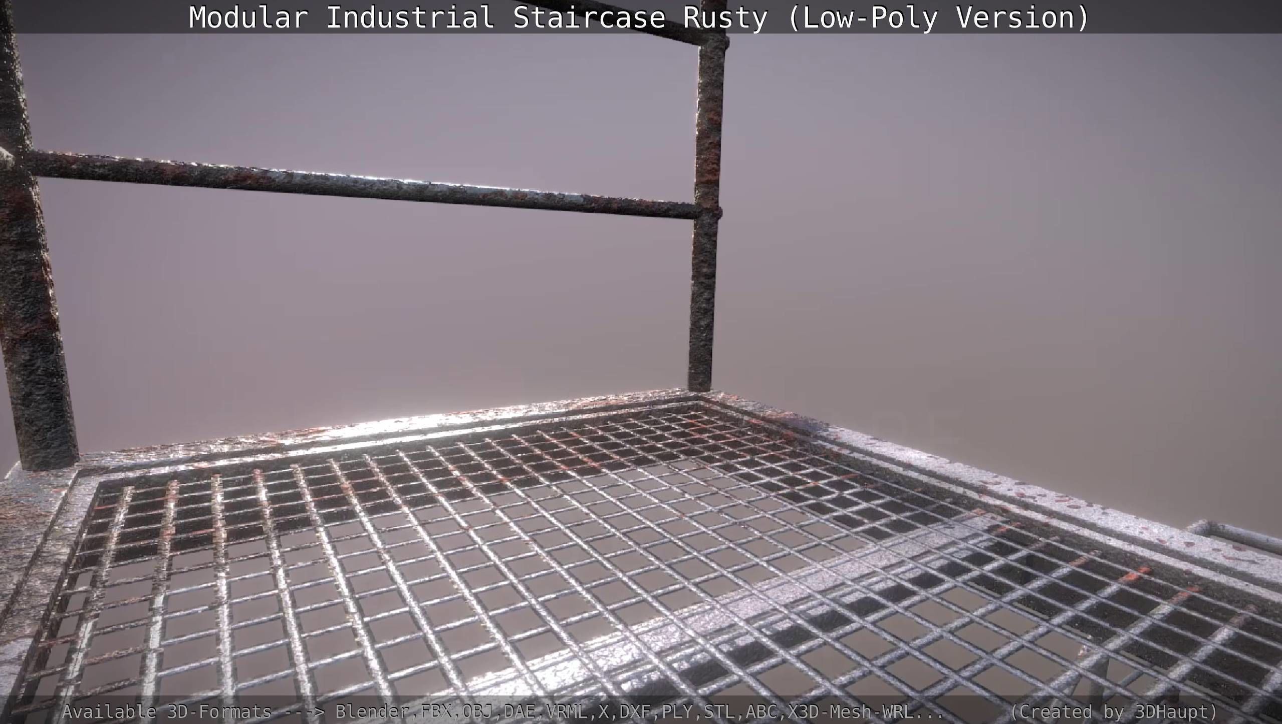 Modular Industrial Staircase Rusty - Low-Poly Version Low-poly 3D model_9