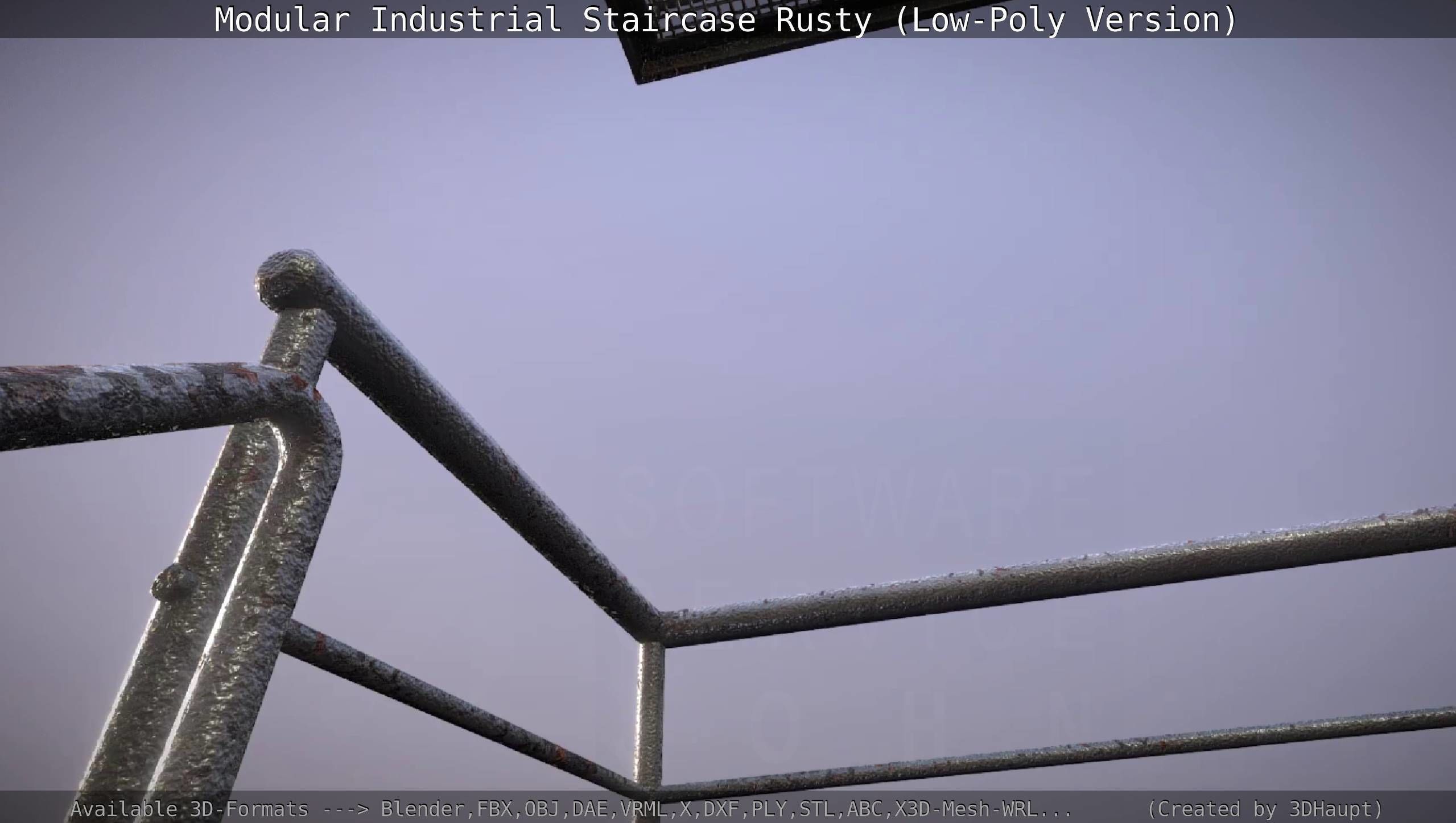 Modular Industrial Staircase Rusty - Low-Poly Version Low-poly 3D model_29