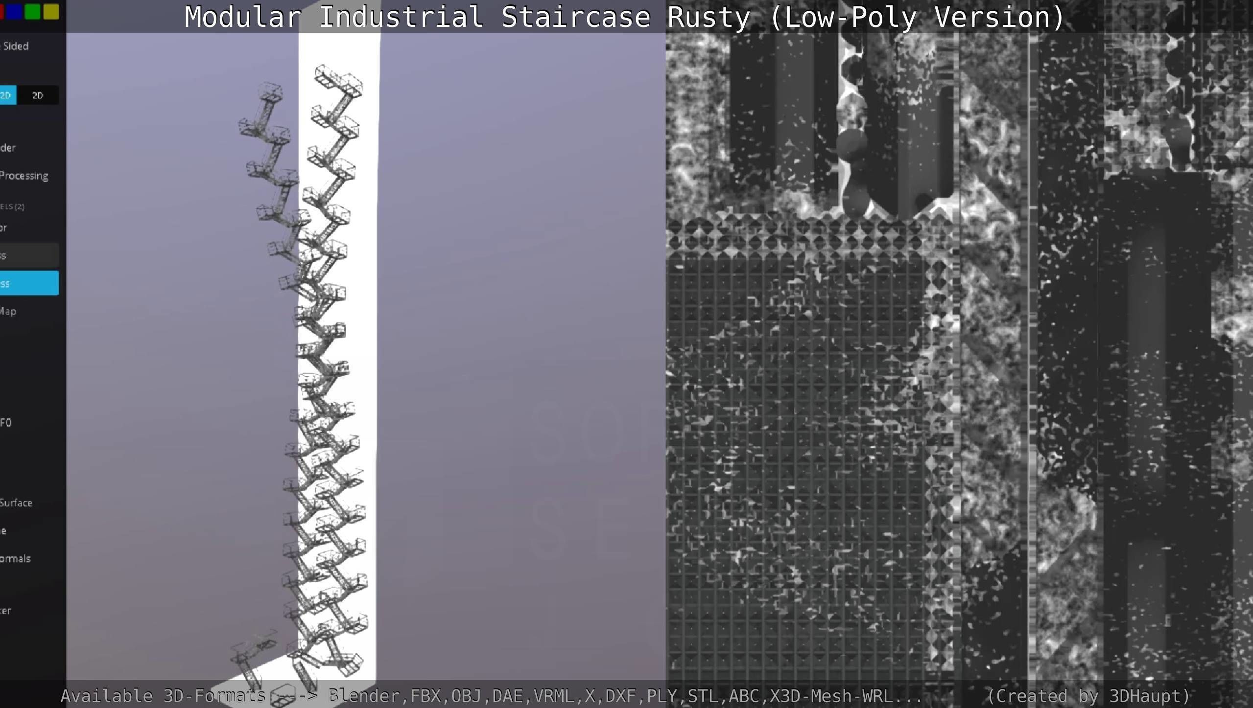 Modular Industrial Staircase Rusty - Low-Poly Version Low-poly 3D model_133