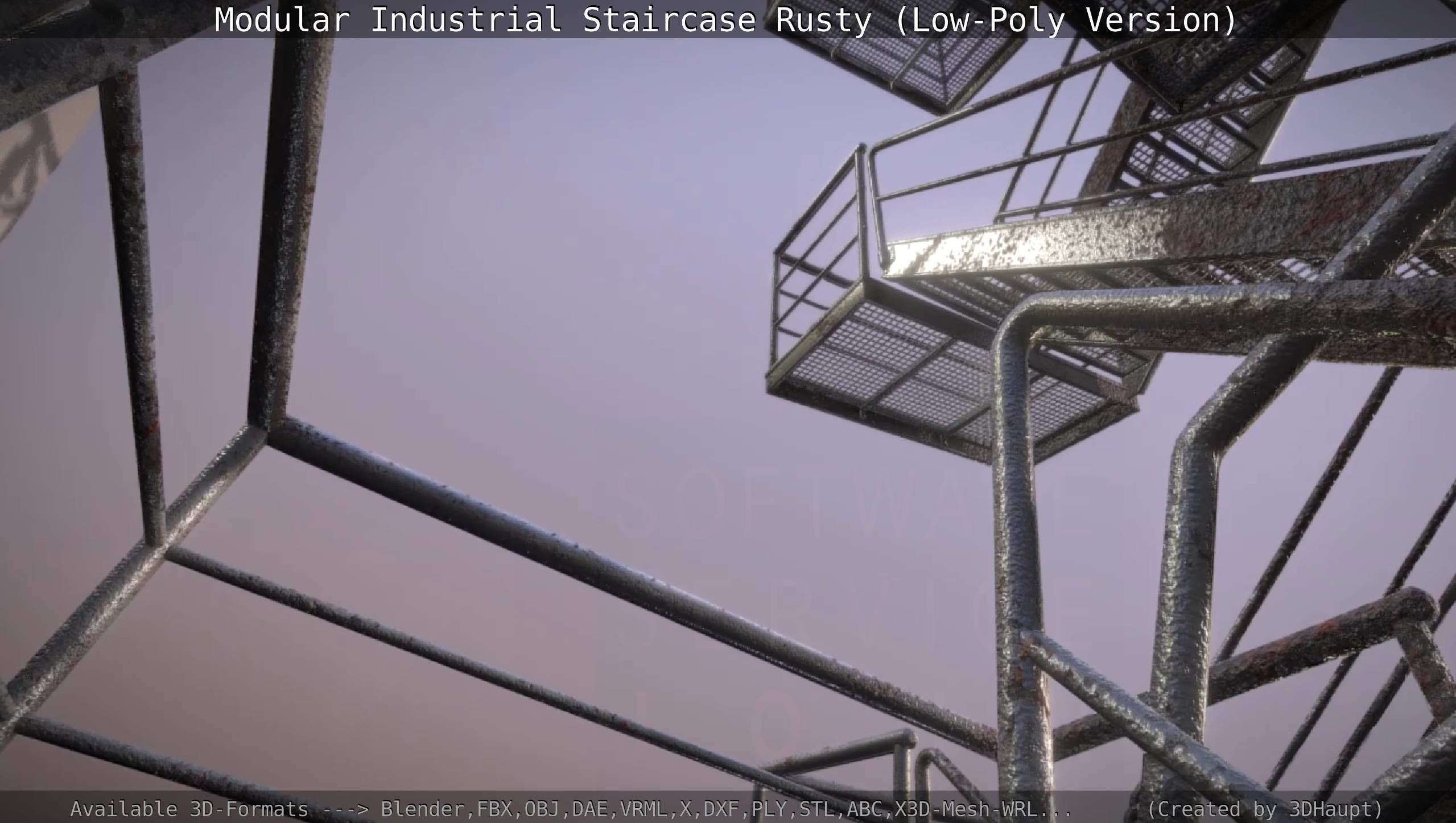 Modular Industrial Staircase Rusty - Low-Poly Version Low-poly 3D model_53