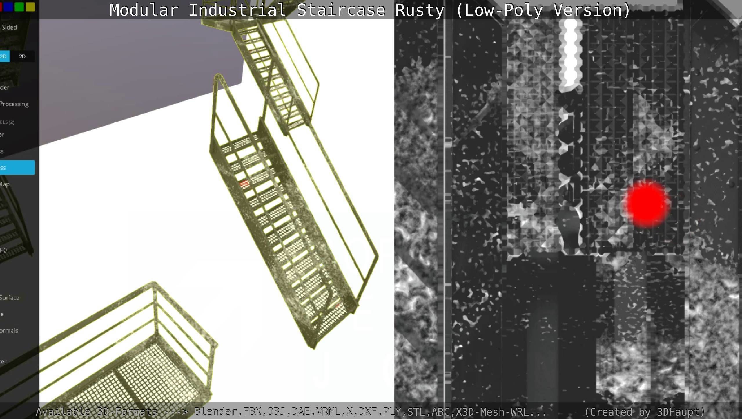 Modular Industrial Staircase Rusty - Low-Poly Version Low-poly 3D model_127
