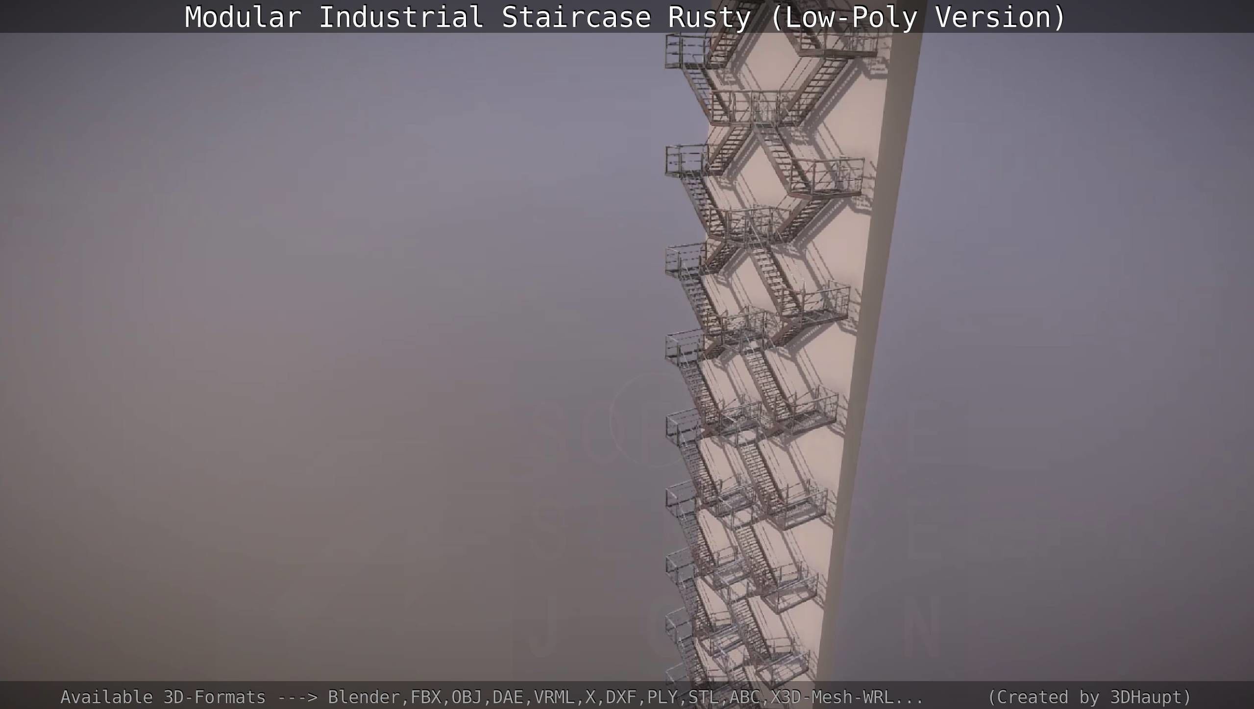 Modular Industrial Staircase Rusty - Low-Poly Version Low-poly 3D model_106