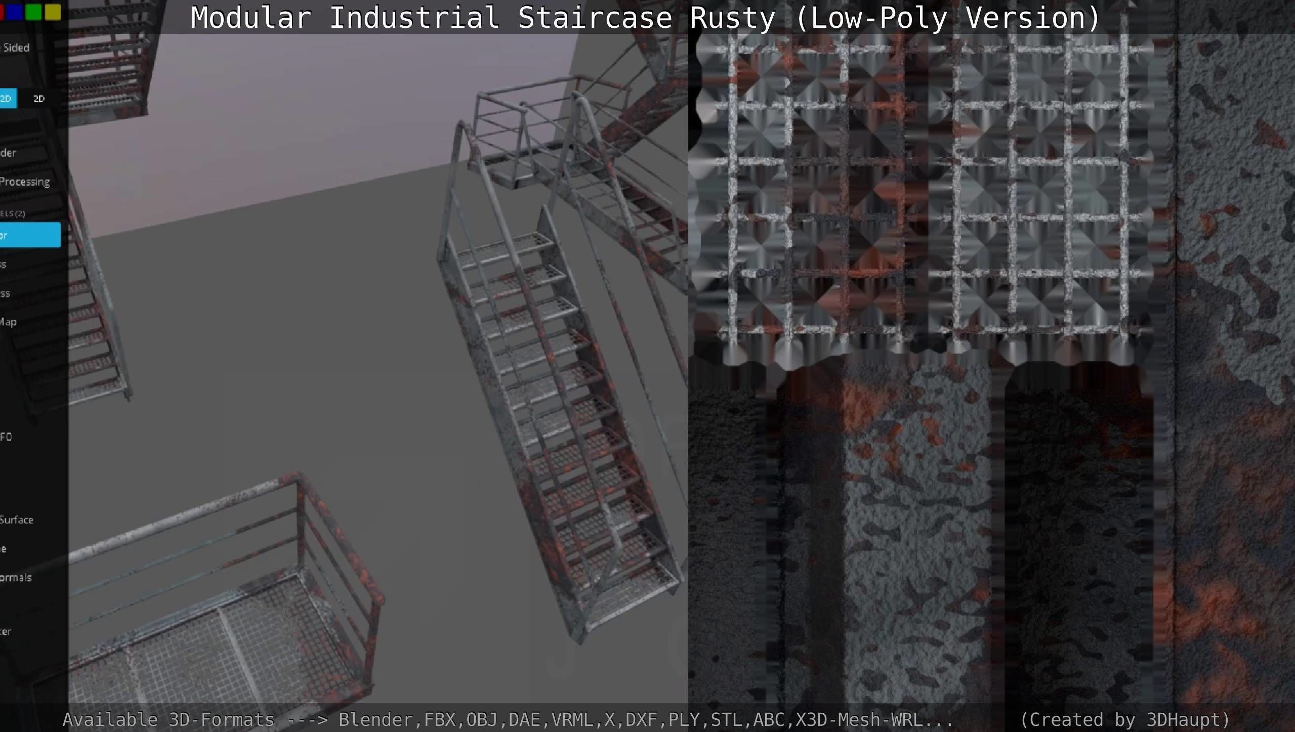 Modular Industrial Staircase Rusty - Low-Poly Version Low-poly 3D model_123