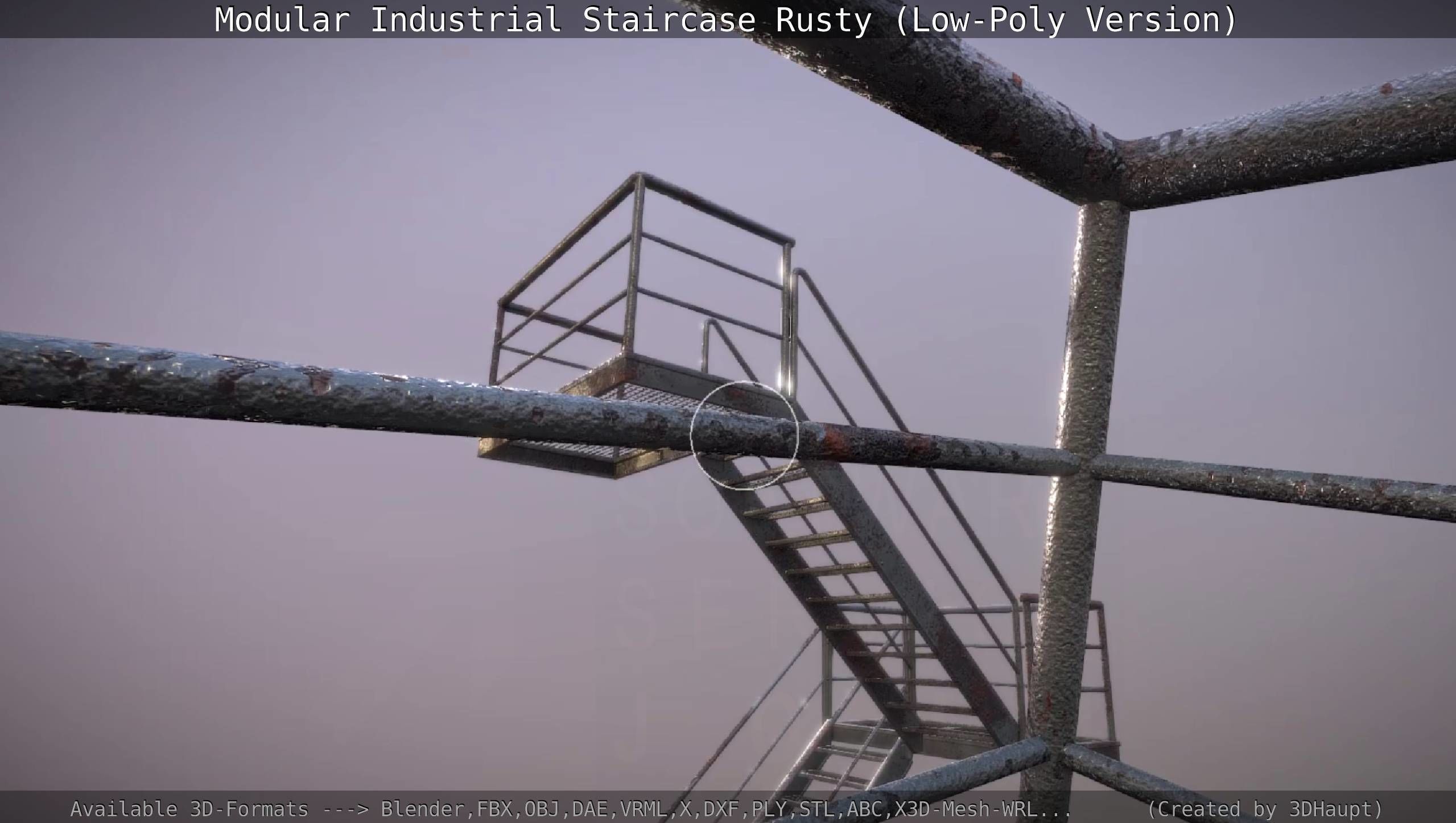 Modular Industrial Staircase Rusty - Low-Poly Version Low-poly 3D model_71