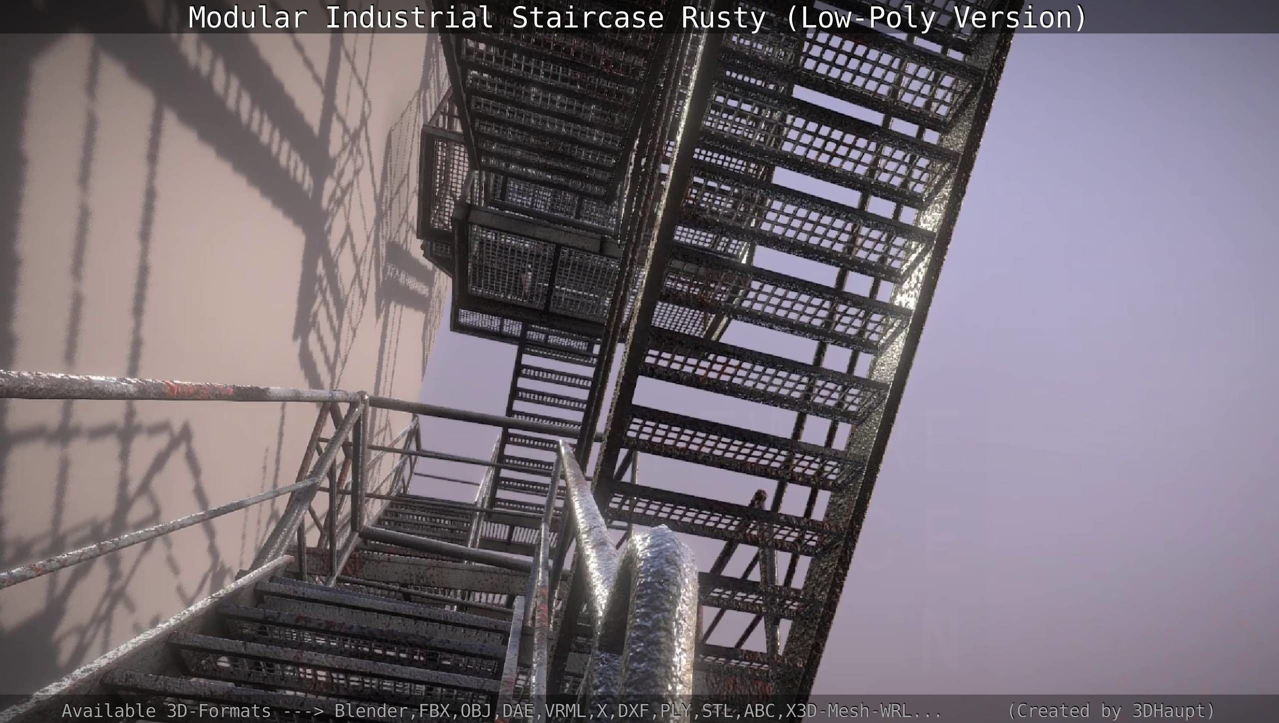 Modular Industrial Staircase Rusty - Low-Poly Version Low-poly 3D model_30