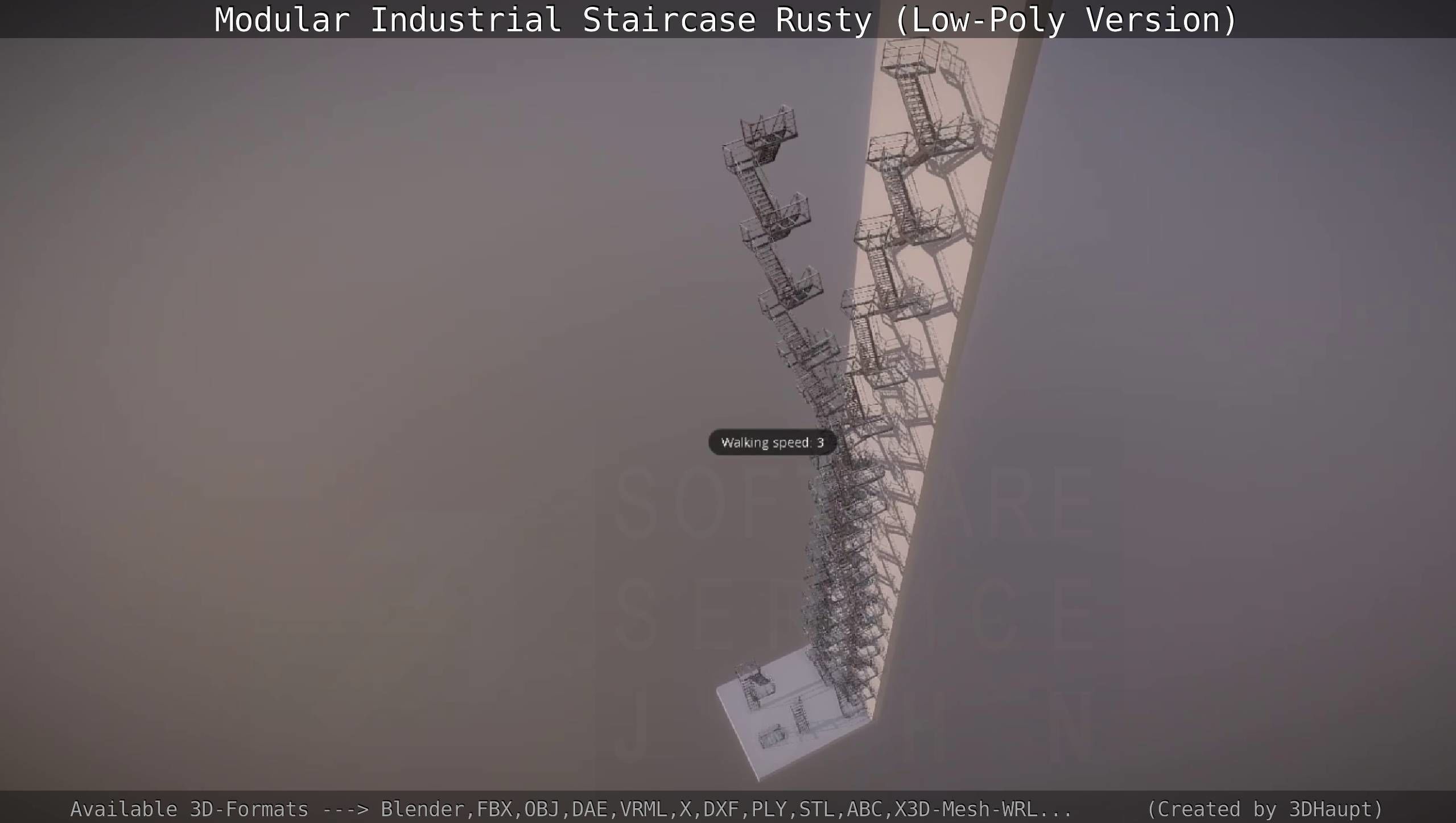 Modular Industrial Staircase Rusty - Low-Poly Version Low-poly 3D model_108