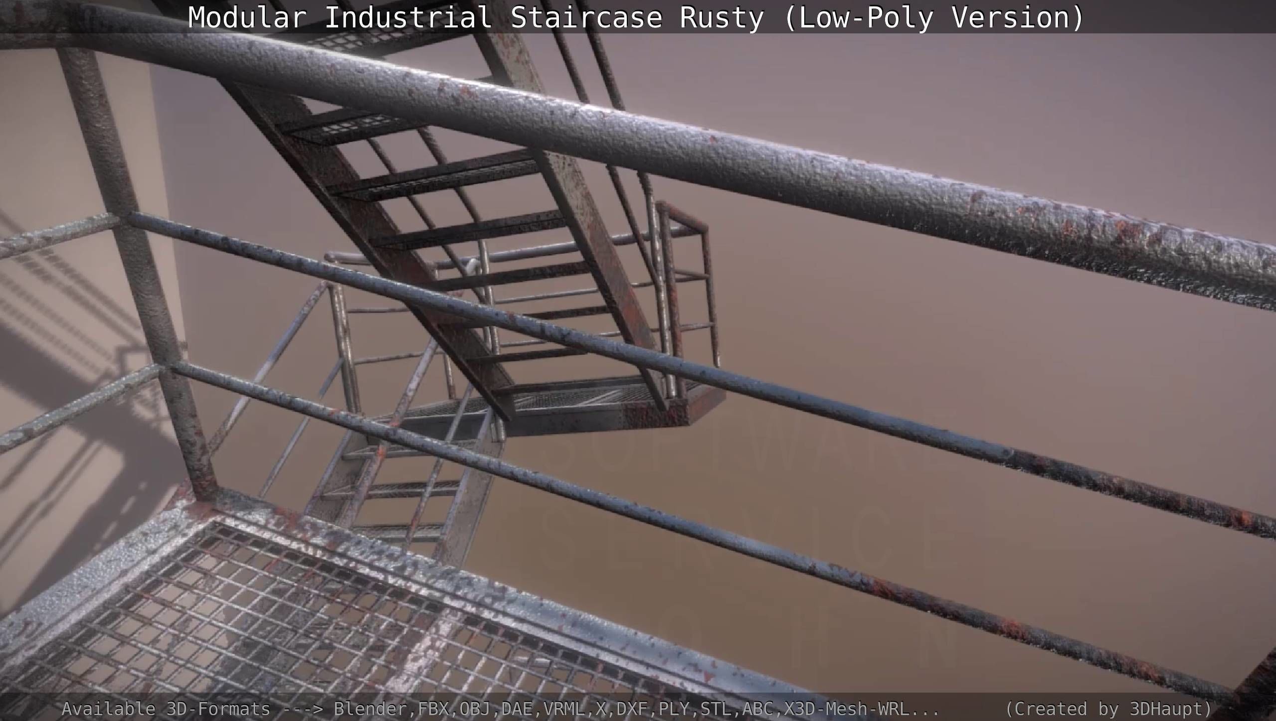 Modular Industrial Staircase Rusty - Low-Poly Version Low-poly 3D model_77