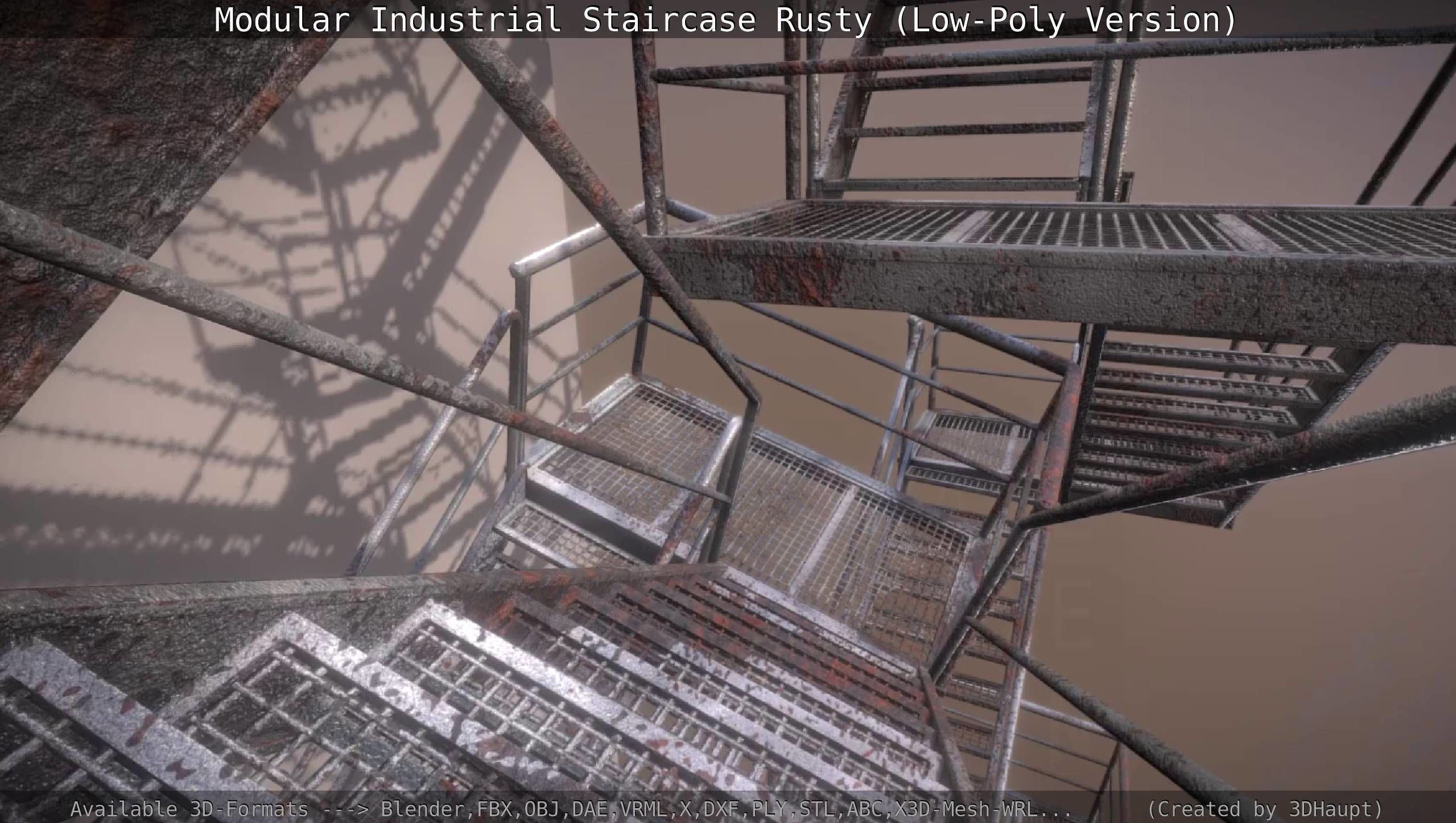 Modular Industrial Staircase Rusty - Low-Poly Version Low-poly 3D model_57