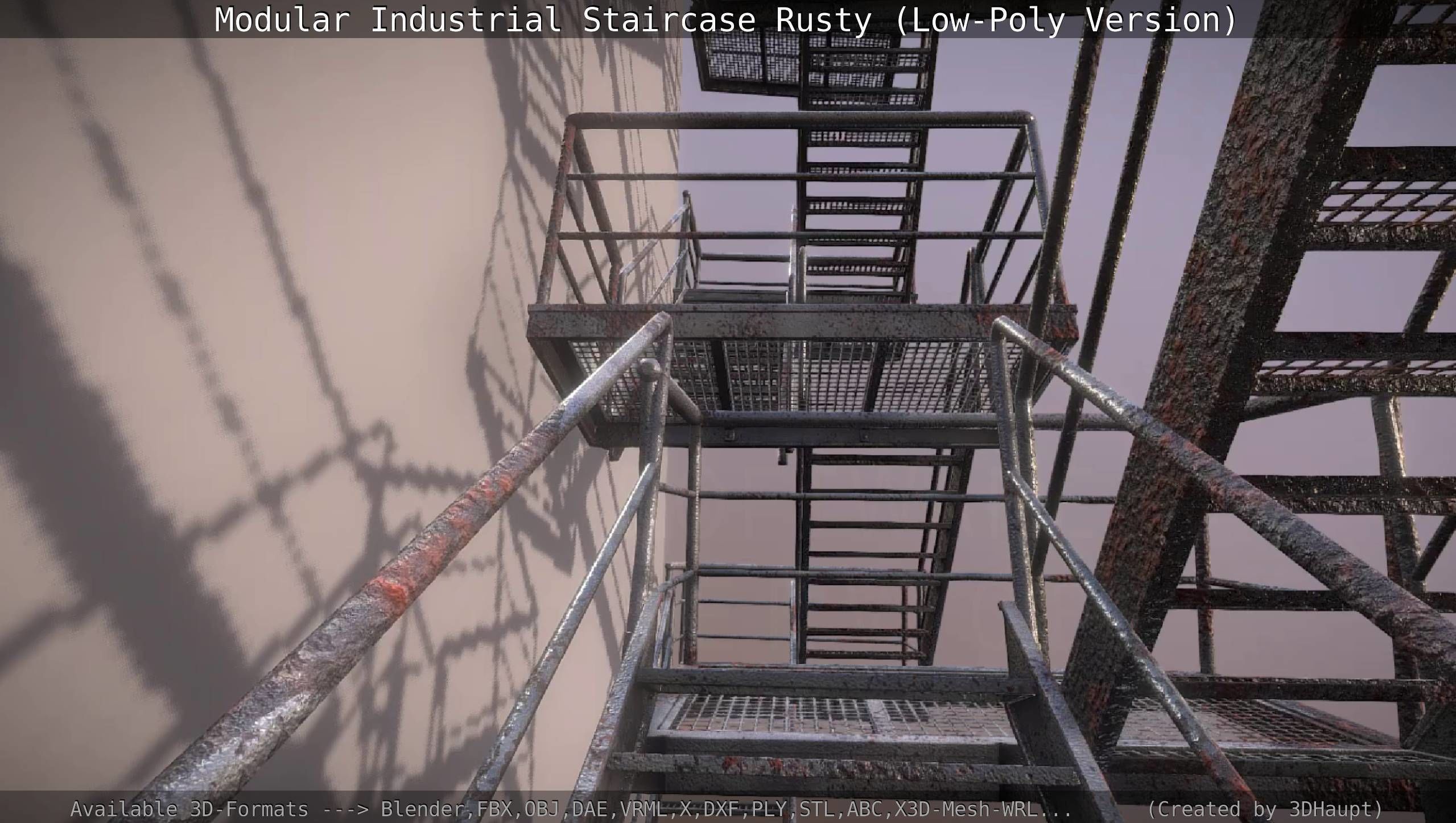 Modular Industrial Staircase Rusty - Low-Poly Version Low-poly 3D model_33