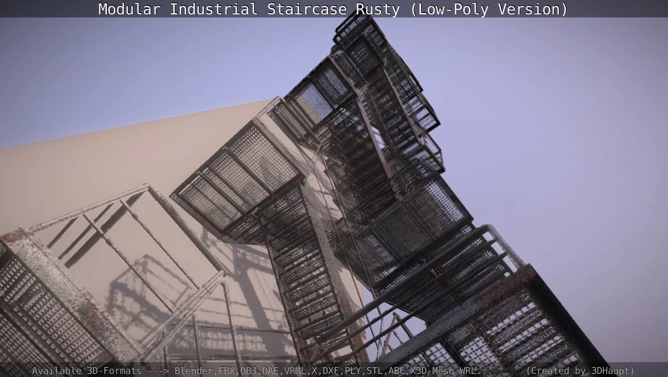 Modular Industrial Staircase Rusty - Low-Poly Version Low-poly 3D model_101