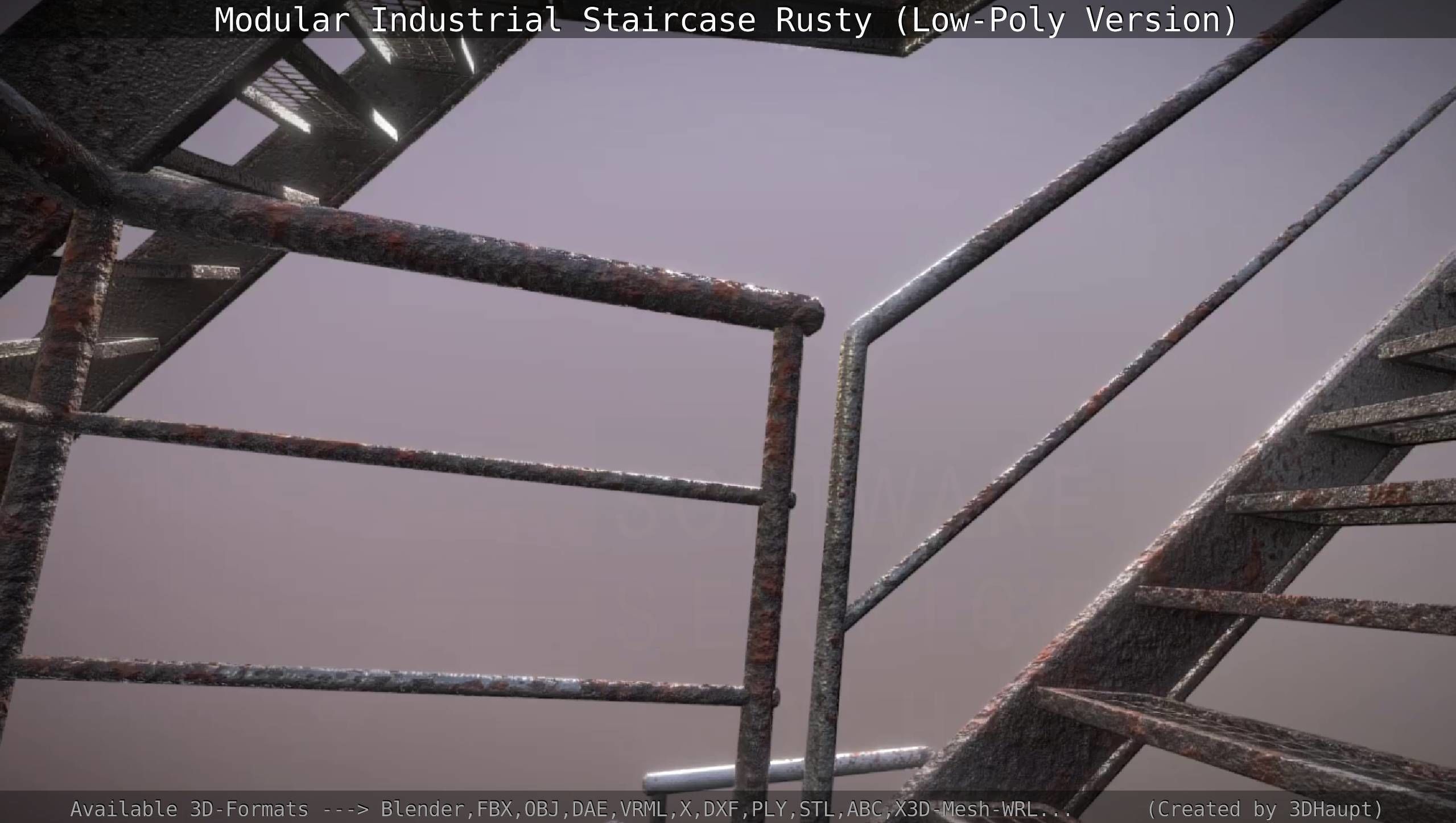 Modular Industrial Staircase Rusty - Low-Poly Version Low-poly 3D model_56