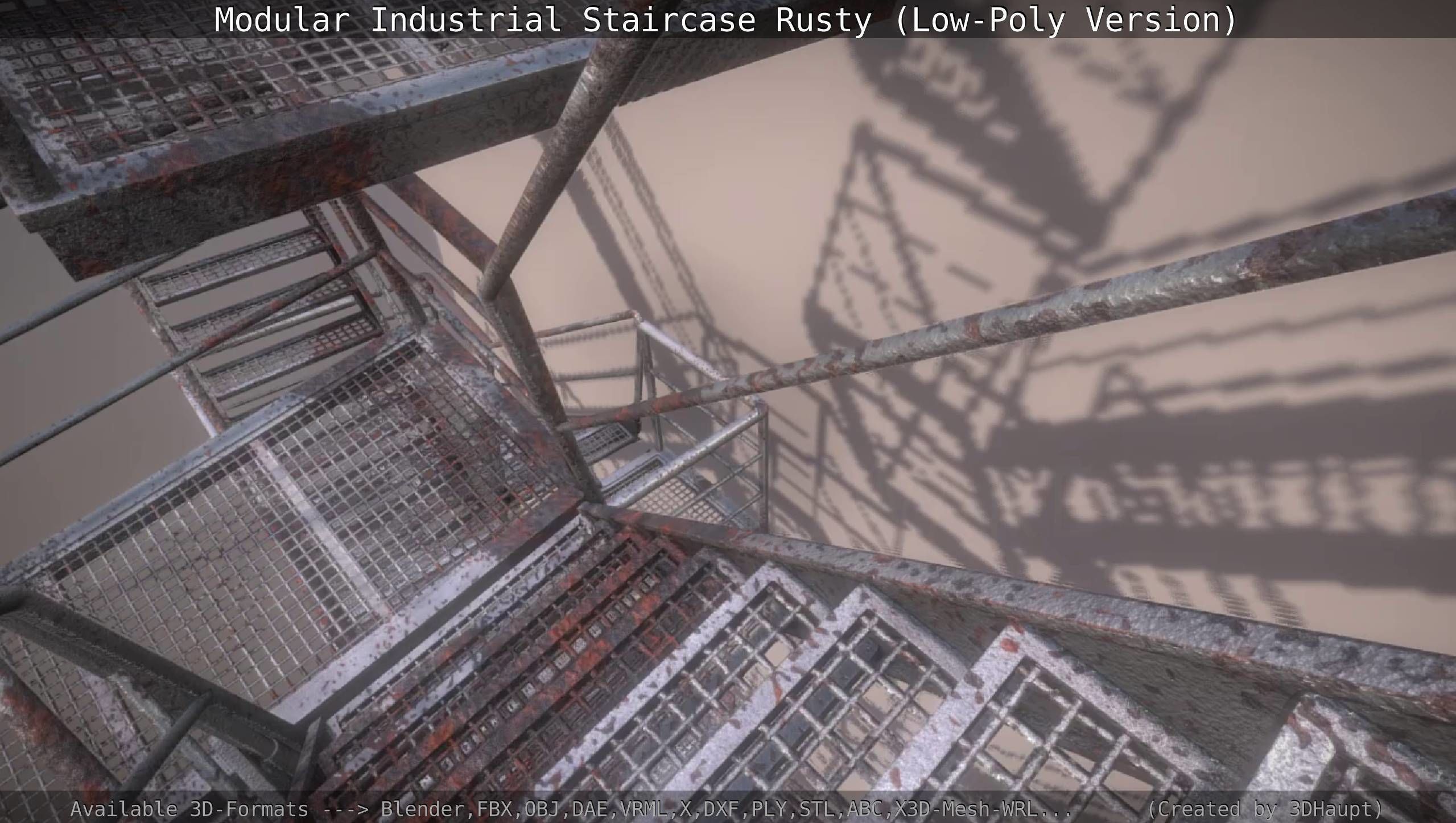 Modular Industrial Staircase Rusty - Low-Poly Version Low-poly 3D model_86
