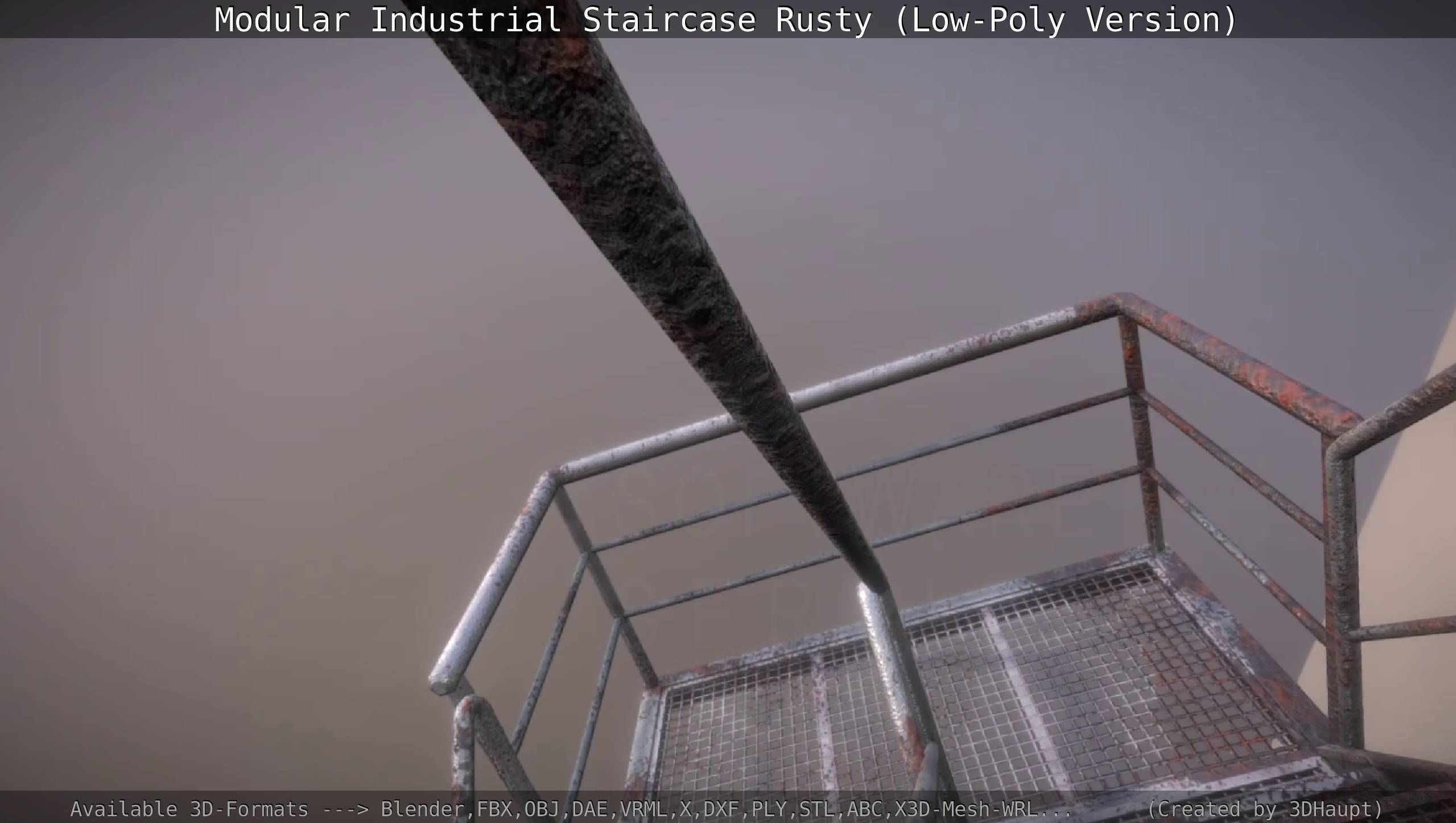 Modular Industrial Staircase Rusty - Low-Poly Version Low-poly 3D model_81