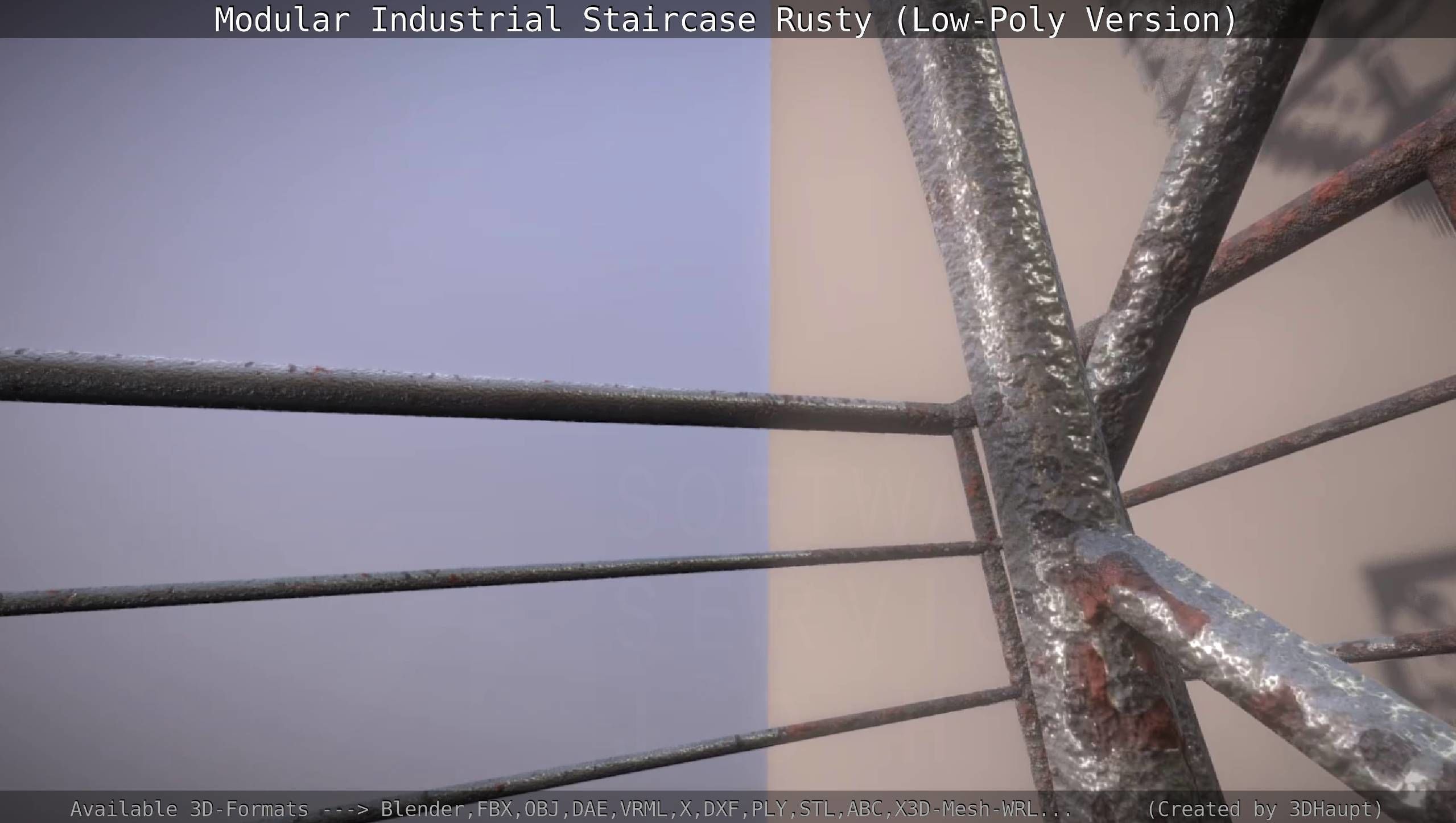 Modular Industrial Staircase Rusty - Low-Poly Version Low-poly 3D model_52