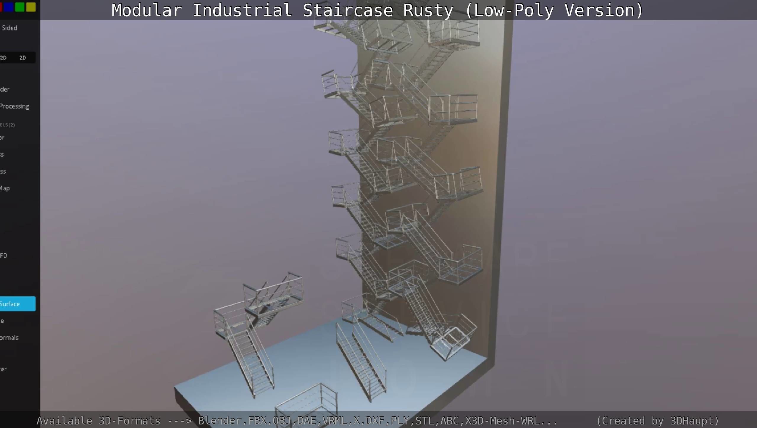 Modular Industrial Staircase Rusty - Low-Poly Version Low-poly 3D model_141