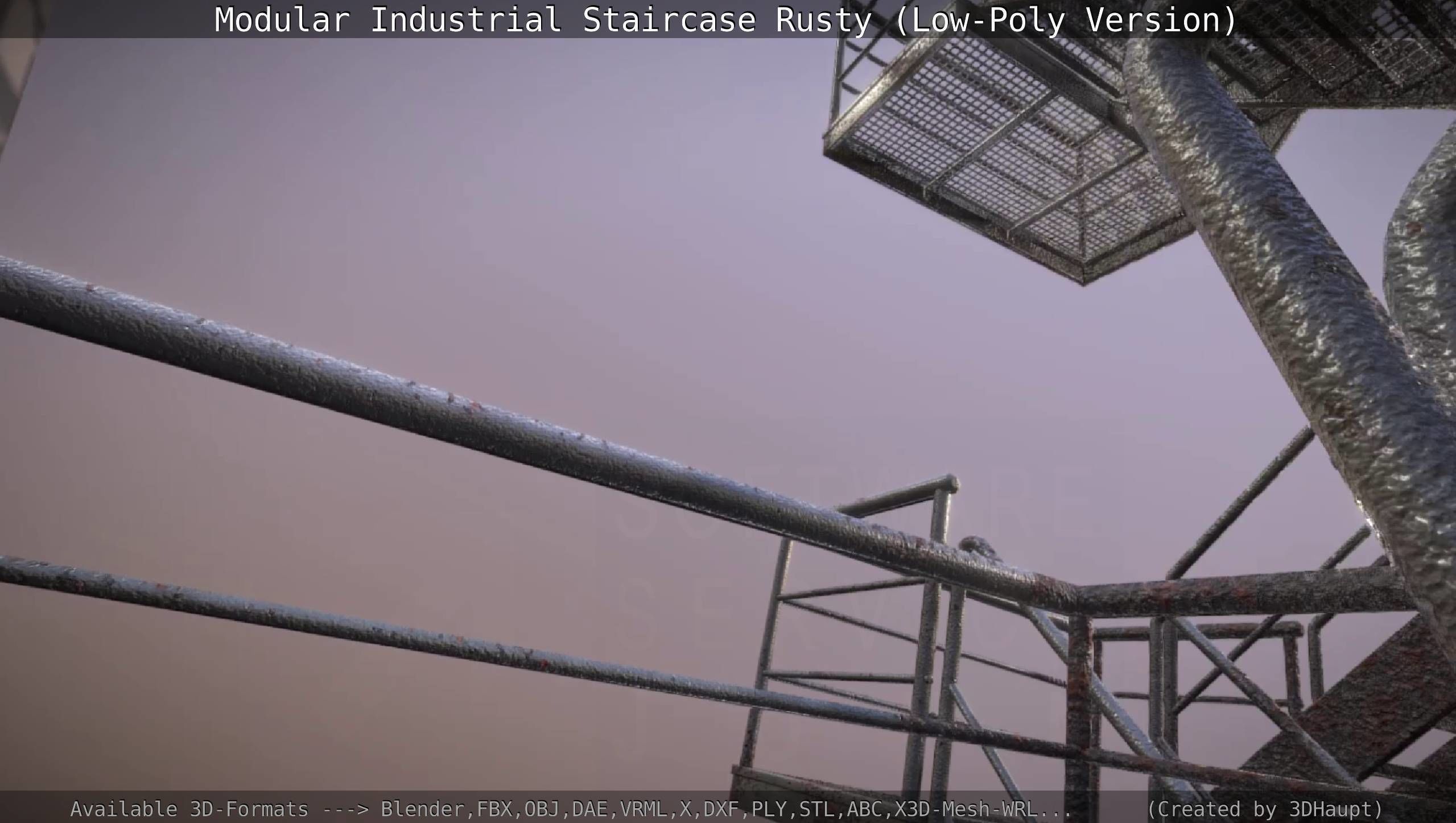 Modular Industrial Staircase Rusty - Low-Poly Version Low-poly 3D model_50