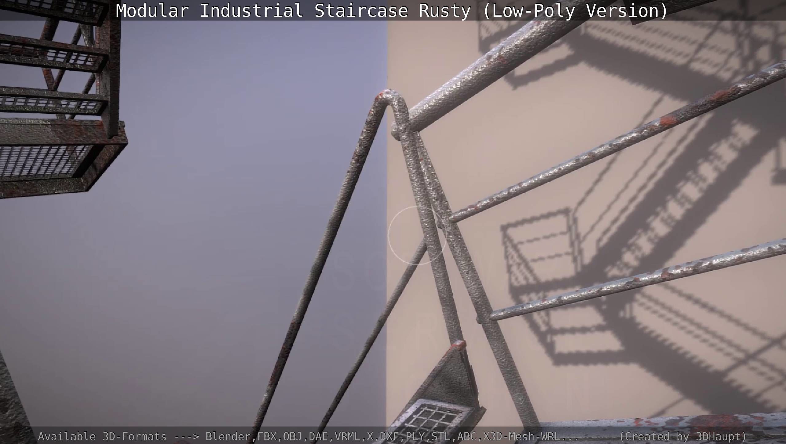 Modular Industrial Staircase Rusty - Low-Poly Version Low-poly 3D model_78