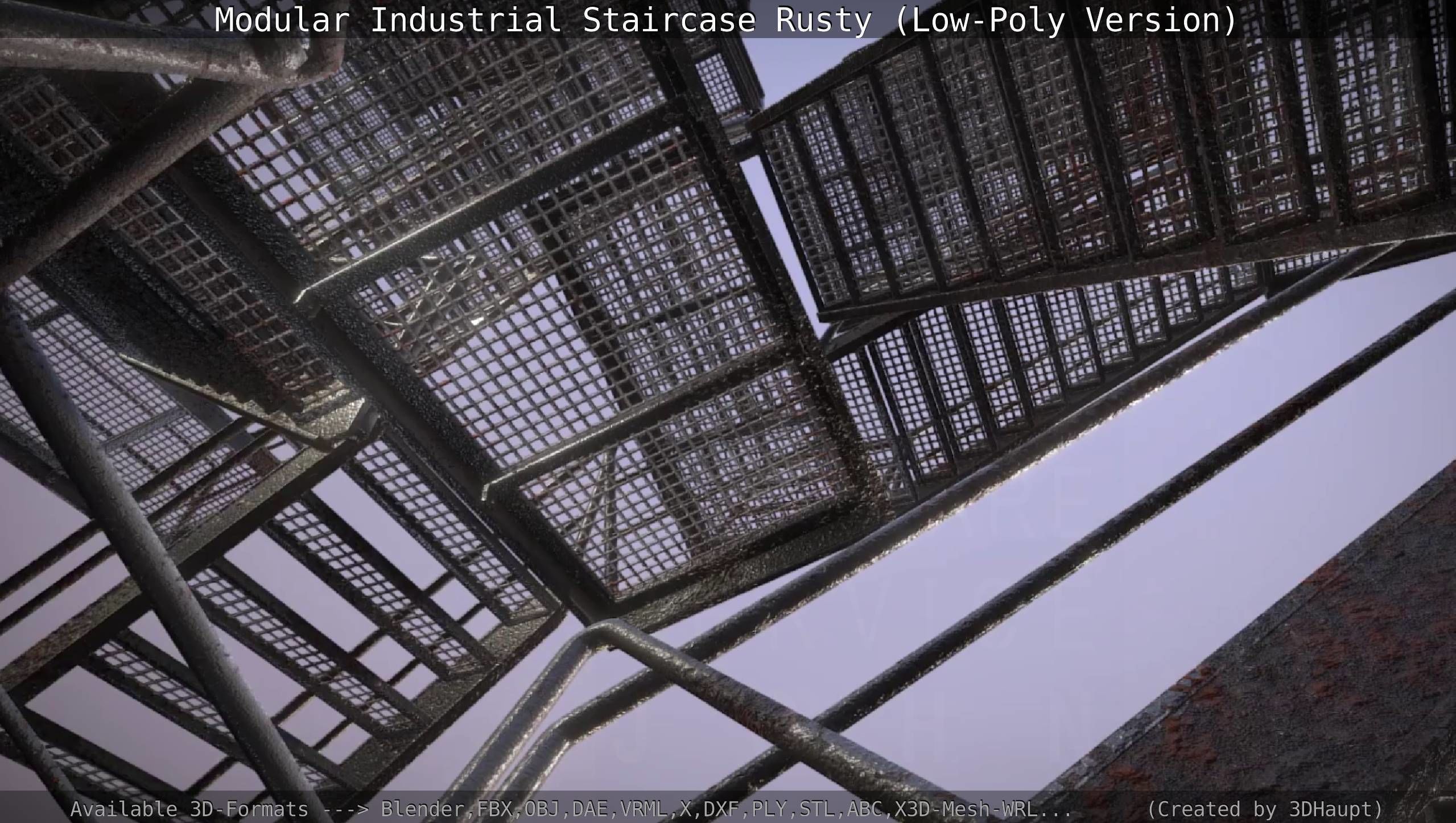 Modular Industrial Staircase Rusty - Low-Poly Version Low-poly 3D model_58