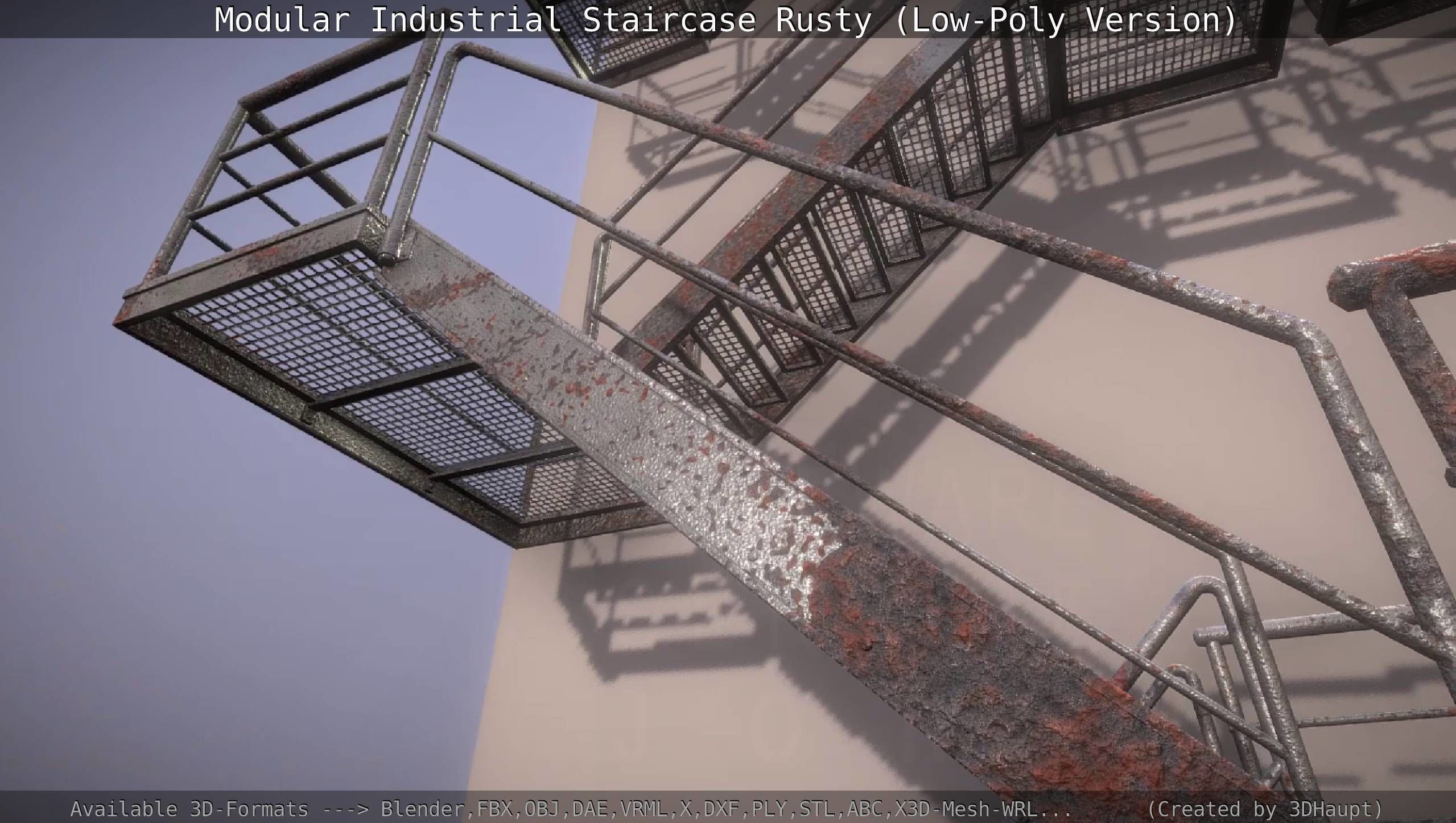 Modular Industrial Staircase Rusty - Low-Poly Version Low-poly 3D model_14
