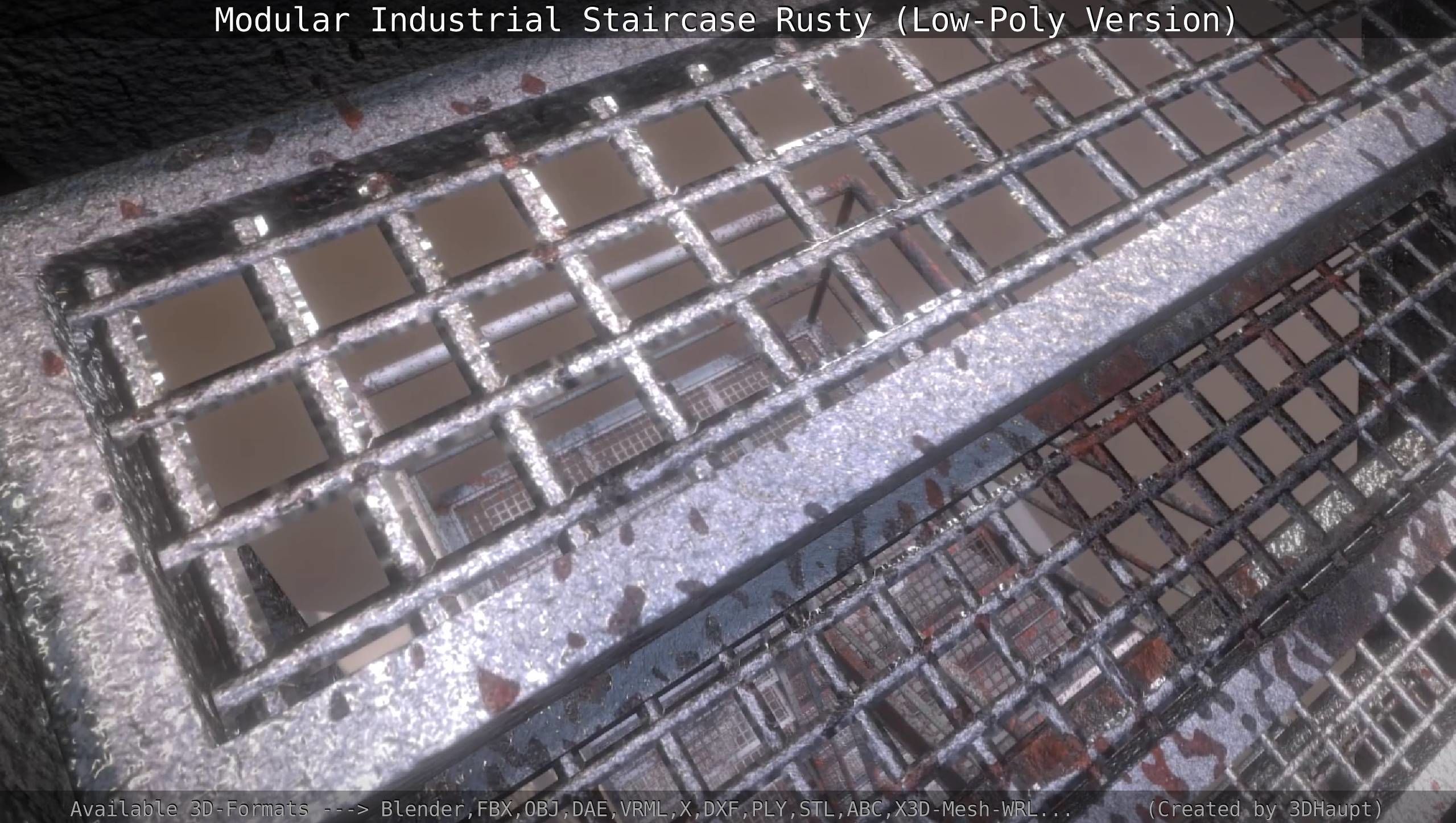 Modular Industrial Staircase Rusty - Low-Poly Version Low-poly 3D model_46
