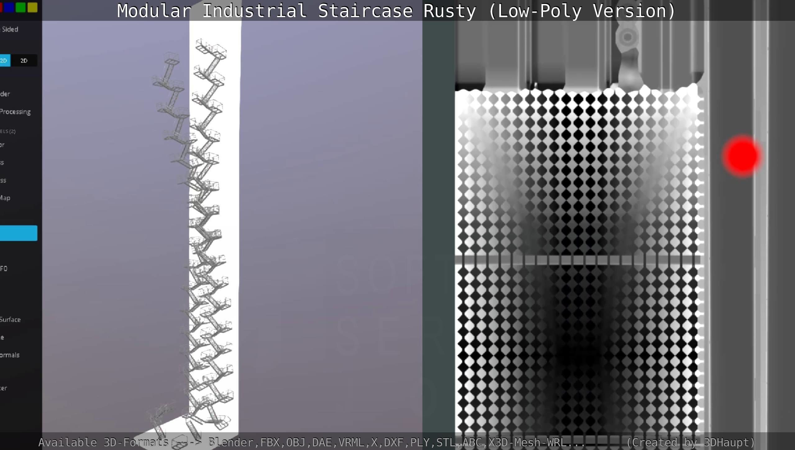 Modular Industrial Staircase Rusty - Low-Poly Version Low-poly 3D model_137