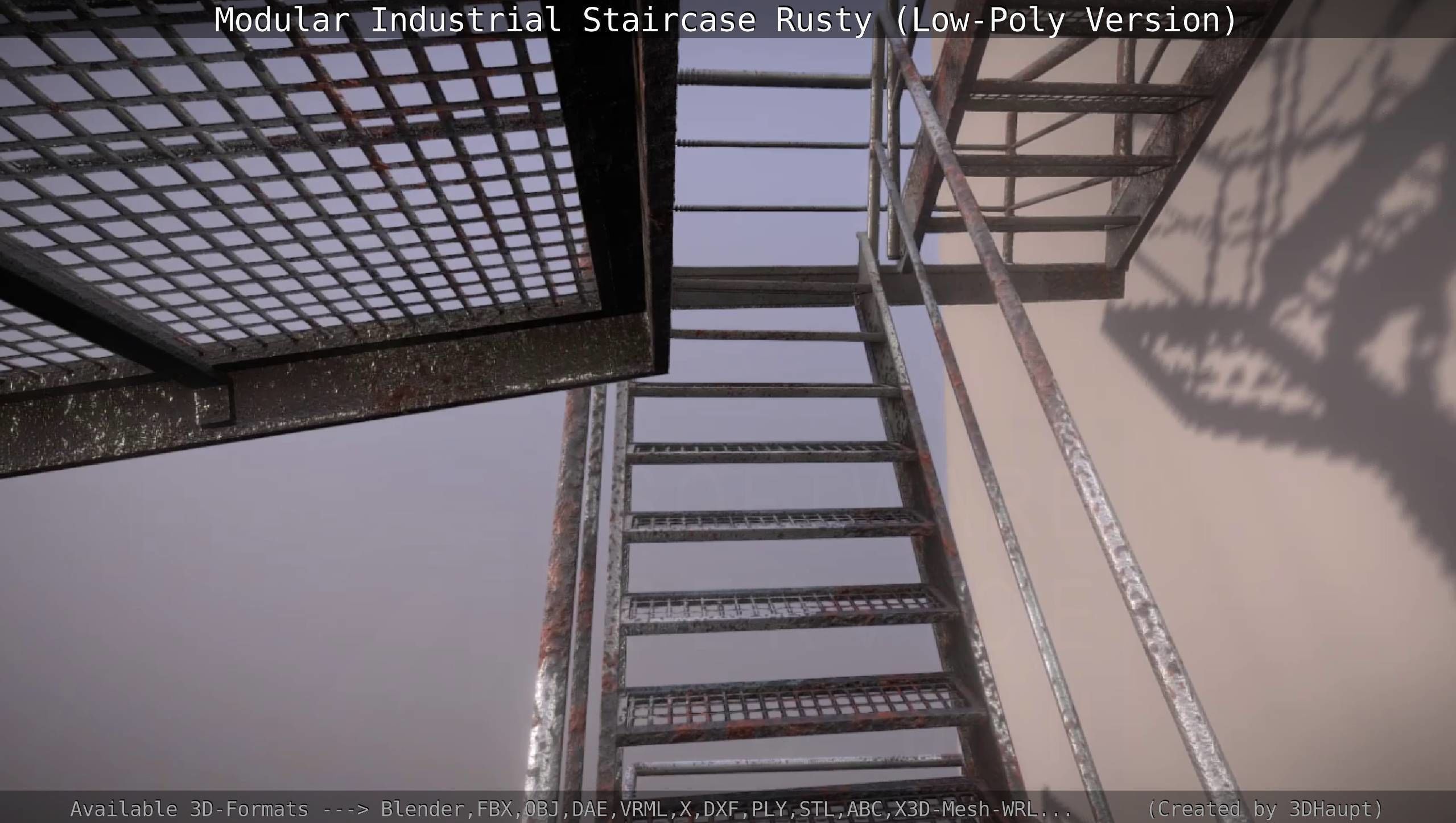 Modular Industrial Staircase Rusty - Low-Poly Version Low-poly 3D model_48