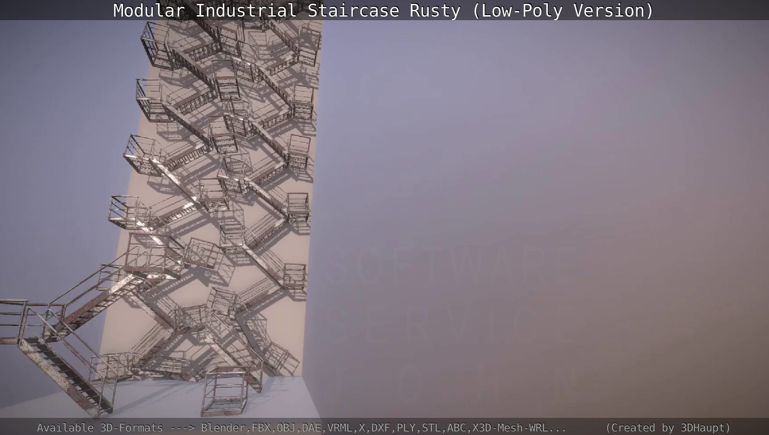 Modular Industrial Staircase Rusty - Low-Poly Version Low-poly 3D model_111