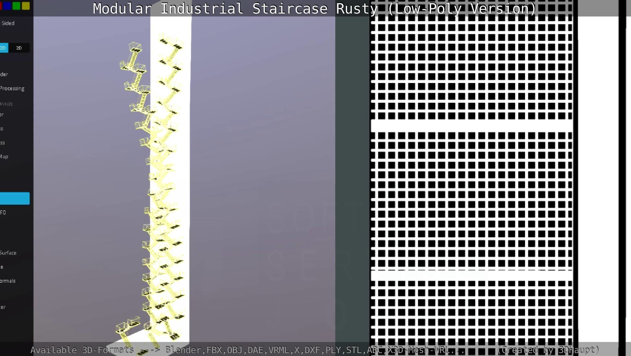Modular Industrial Staircase Rusty - Low-Poly Version Low-poly 3D model_139