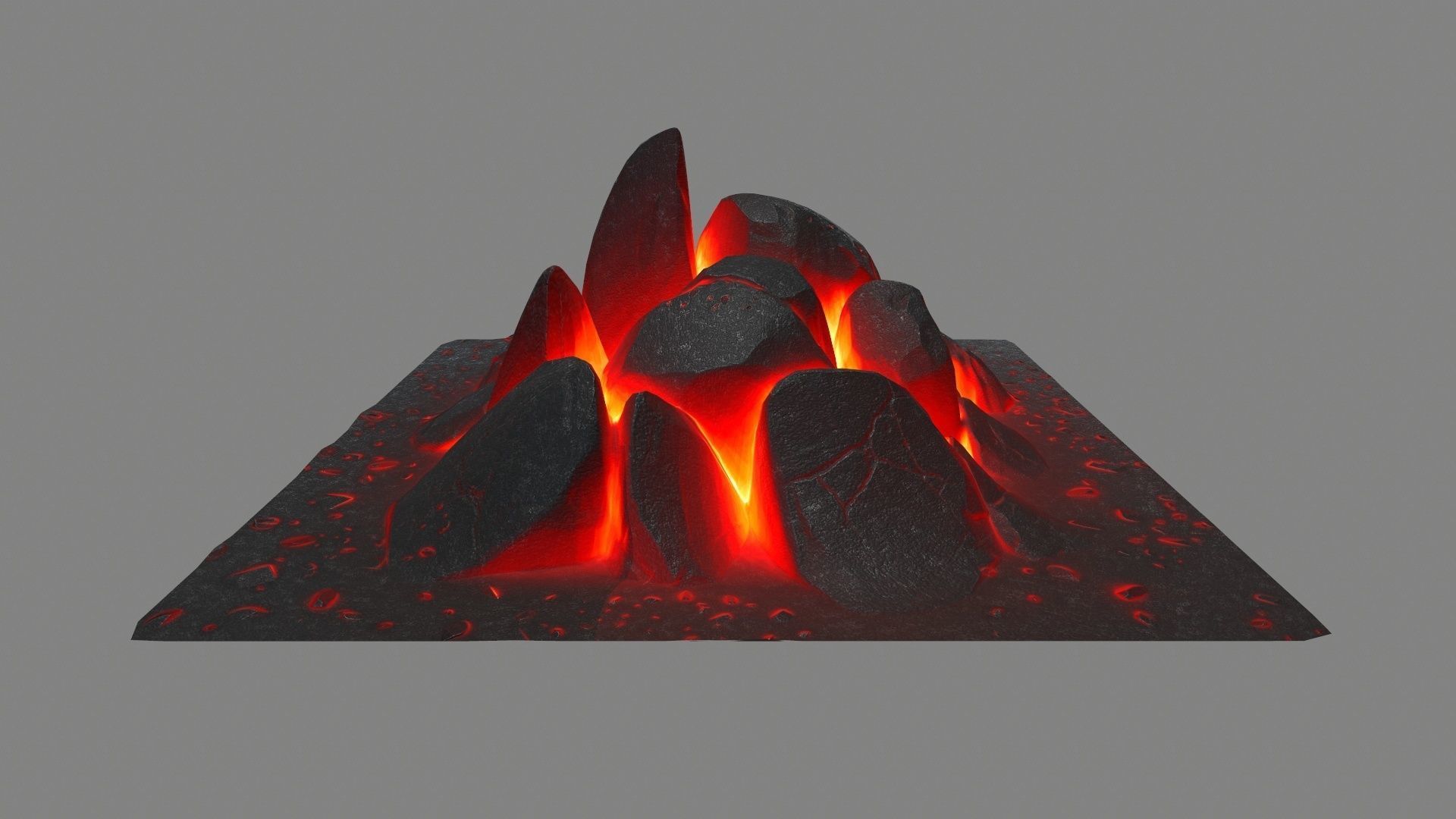 rocks fire burning in square Low-poly 3D model_3