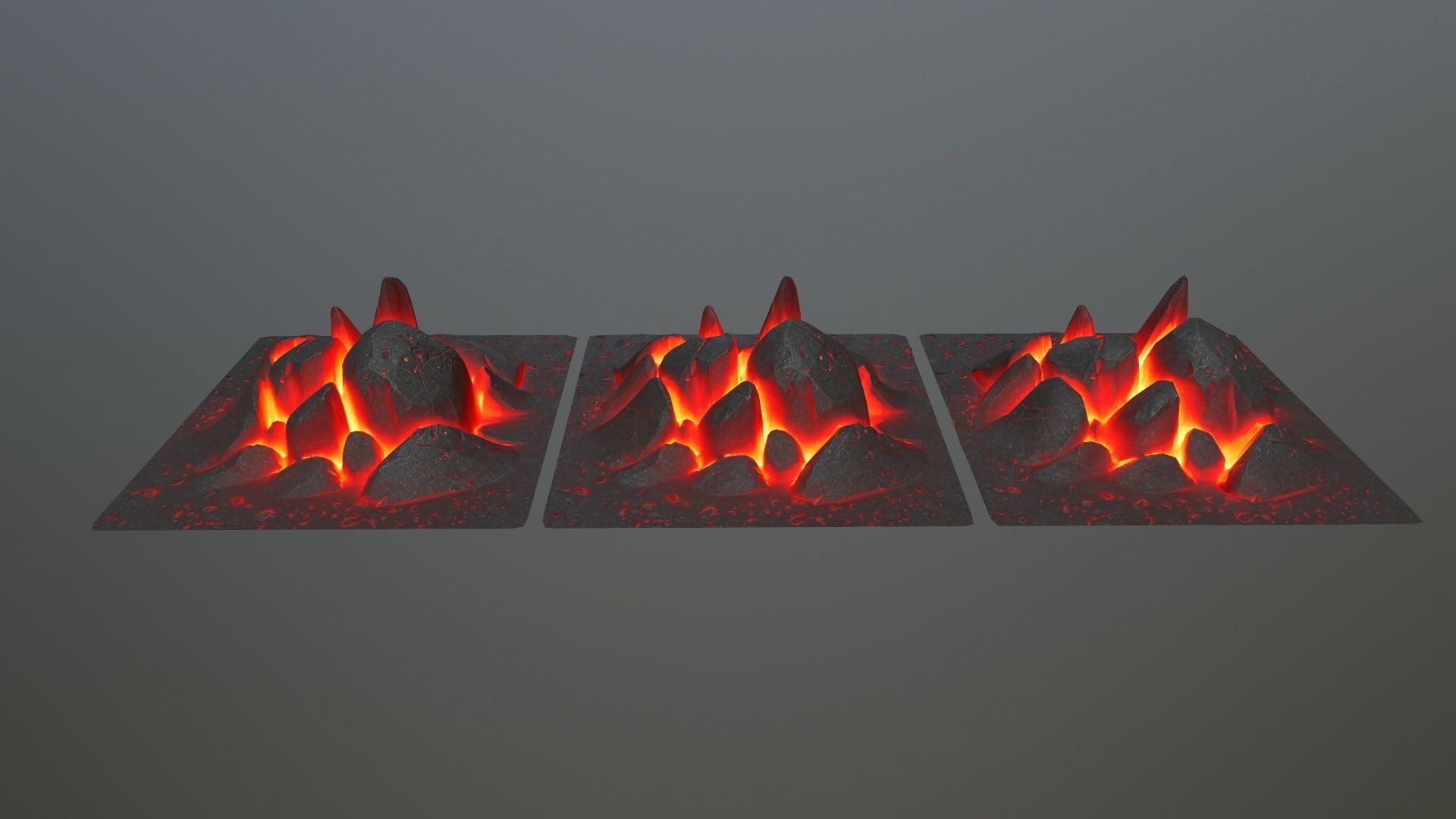 rocks fire burning in square Low-poly 3D model_10